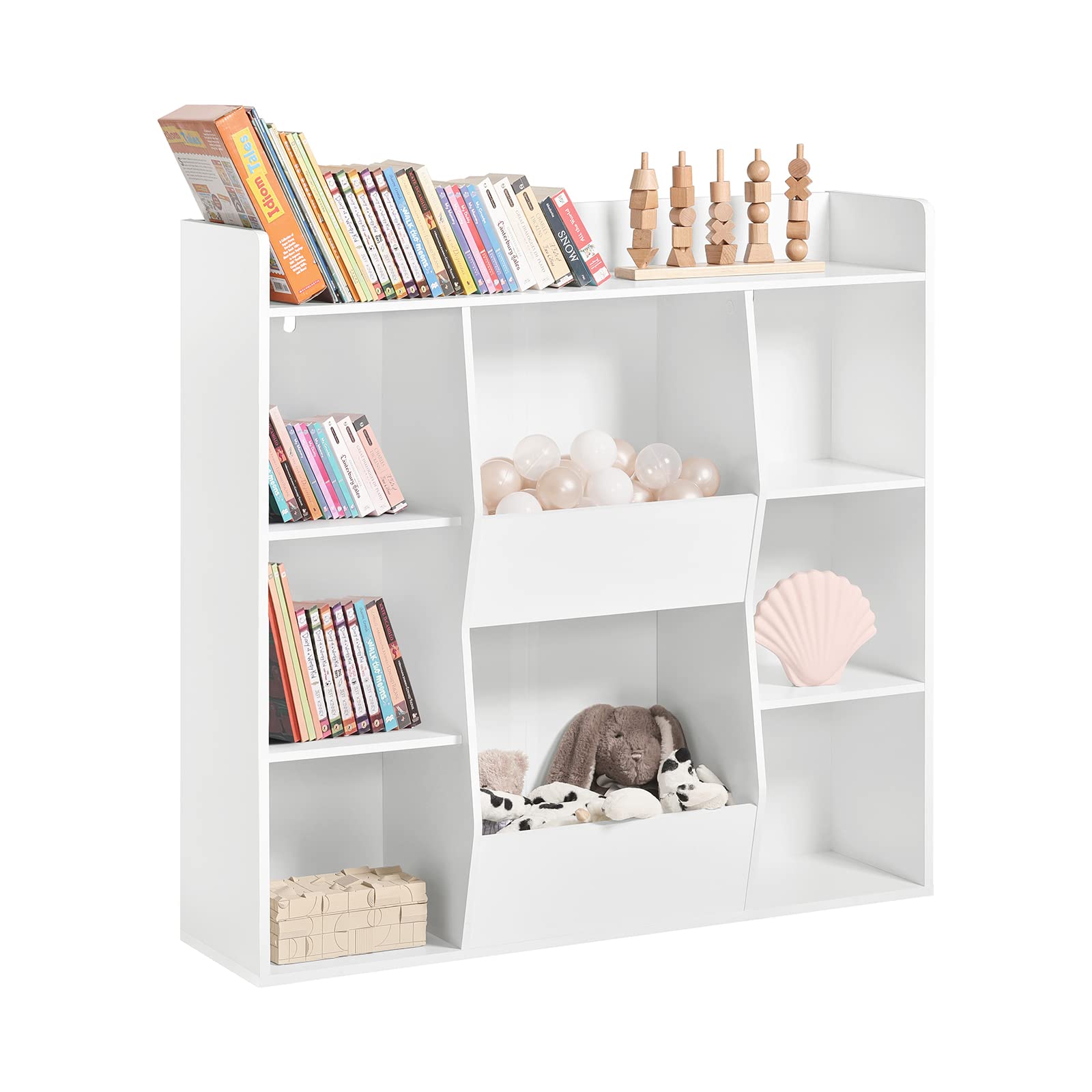 SoBuy Kids Bookcase with 8 Storage Compartments - Children's Bookshelf & Toy Organizer for Bedroom, Playroom, or Classroom - Sturdy Wooden Storage Shelf for Books, Toys, and Display Items