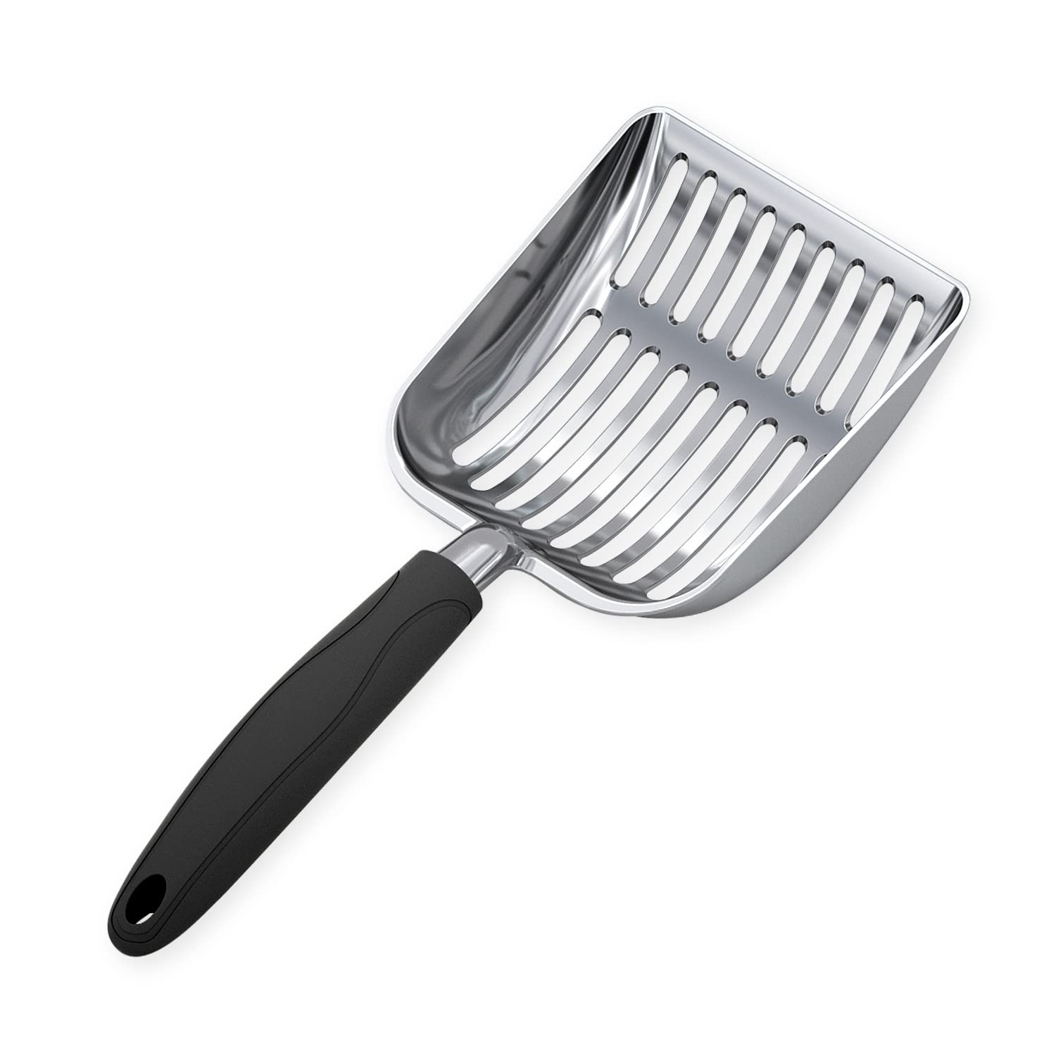 Premium WePet Aluminum Alloy Cat Litter Scoop - Heavy Duty Metal Poop Scooper with Long Handle & Deep Shovel Design - Durable Kitty Litter Box Sifter for Easy Waste Removal - Perfect for Multi-Cat Households & Large Litter Boxes