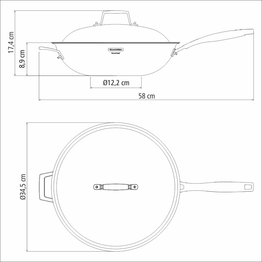 TRAMONTINA 12.6 Inch Stainless Steel Wok Pan with Lid - 3-Layer Induction Compatible Cookware for Stir Fry, Sauté & Deep Frying - Dishwasher Safe, Gas & Induction Stove Friendly - Perfect for Asian Cuisine & Home Cooking