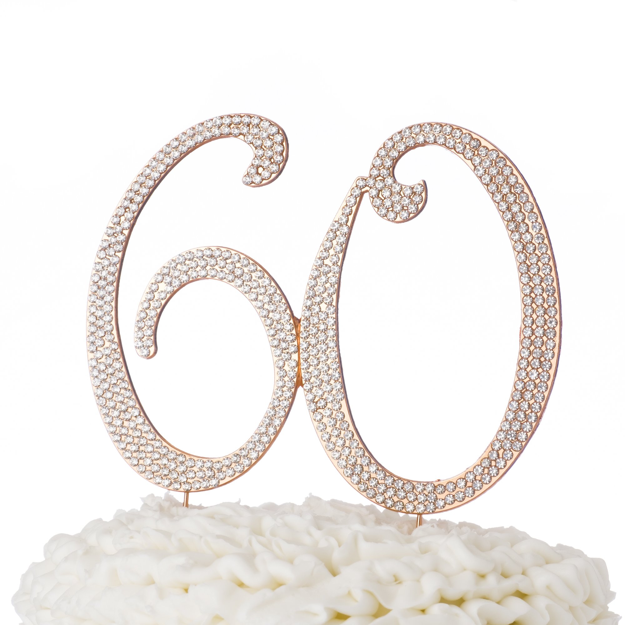 Elegant 60th Birthday Cake Topper - Rose Gold Rhinestone Celebration Decor for Anniversary & Party Supplies | Perfect for Milestone Cakes, Retirement Parties & Golden Jubilees