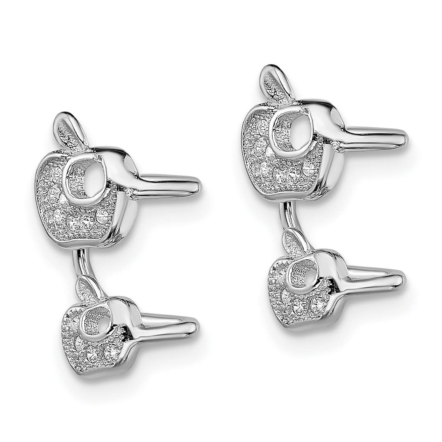 Sterling Silver CZ Double Apple Left Cuff Earrings 15x12mm - Elegant Cartilage Earrings for Women, Trendy Helix & Tragus Piercing Jewelry, Perfect for Parties & Everyday Wear