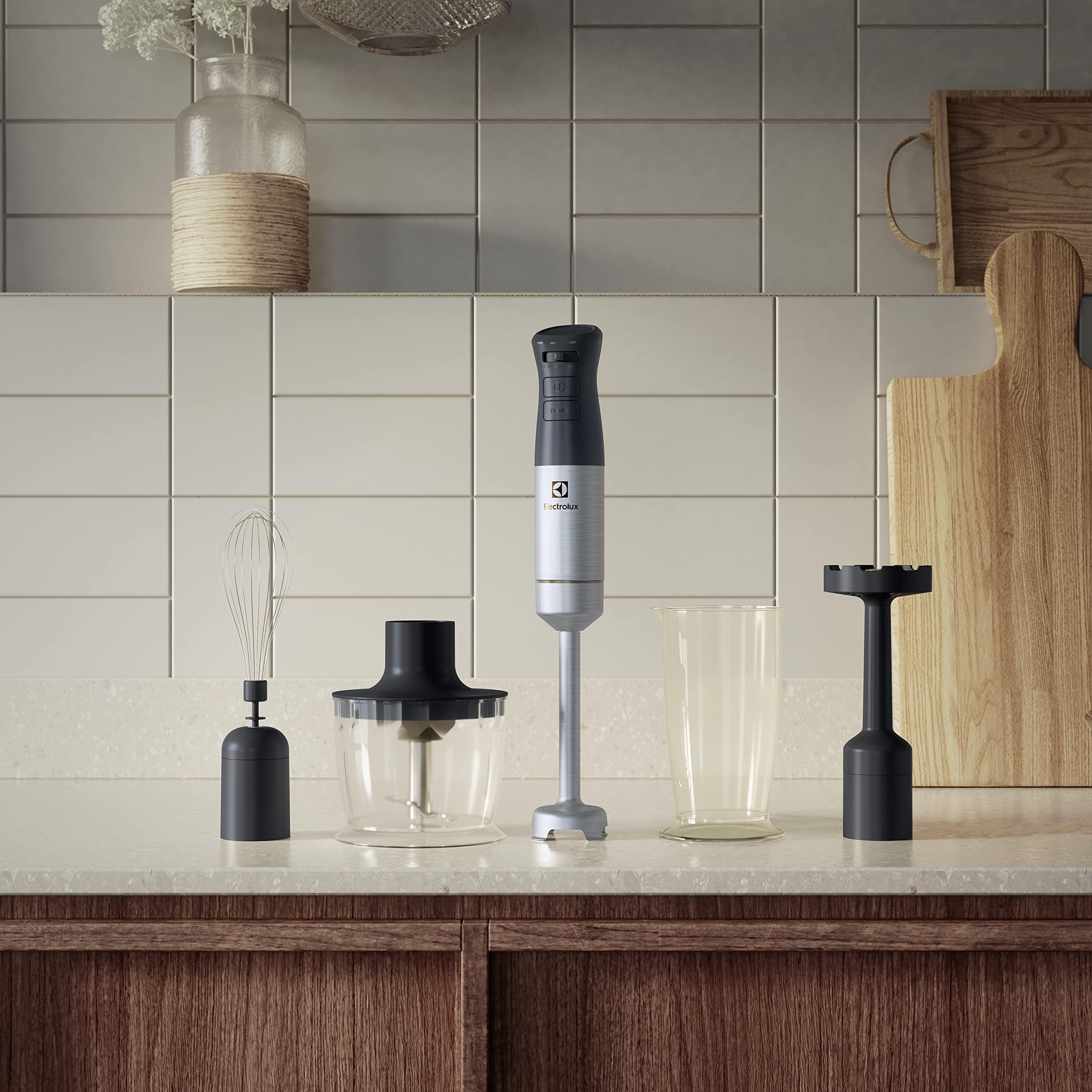 Electrolux Professional Handheld Immersion Blender Set with Whisk & Chopper Attachments - Perfect for Smoothies, Soups & Baby Food Prep at Home