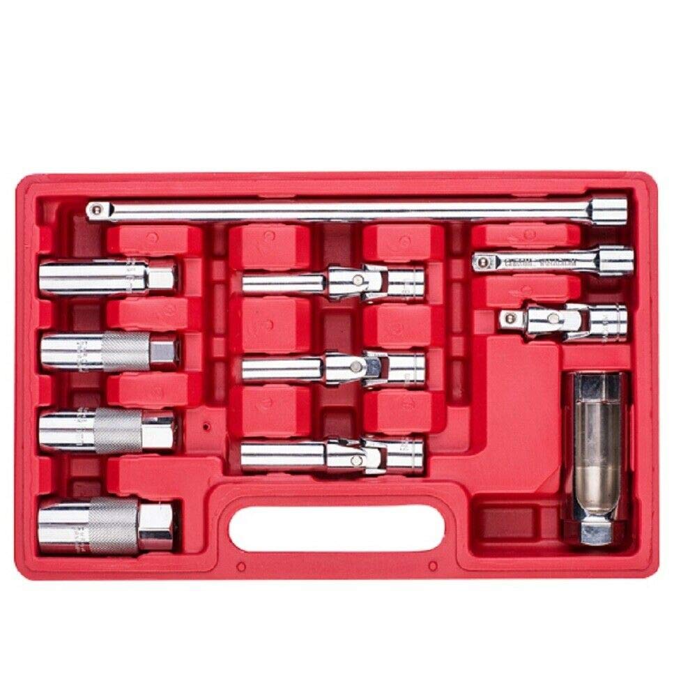 11-Piece Spark Glow Plug Socket Set & Oxygen Sensor Removal Tool Kit - Professional Automotive Mechanic Tools for Engine Maintenance & Repair