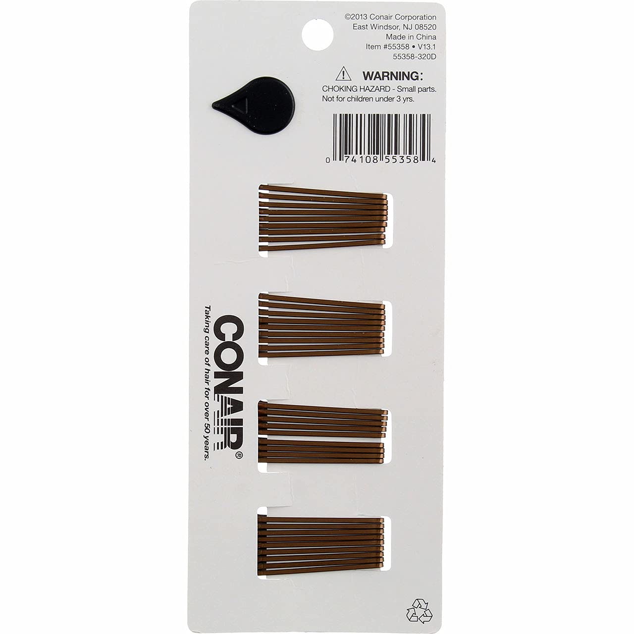 Conair Mini Hair Pins - 36pcs Brown for Styling & Updos