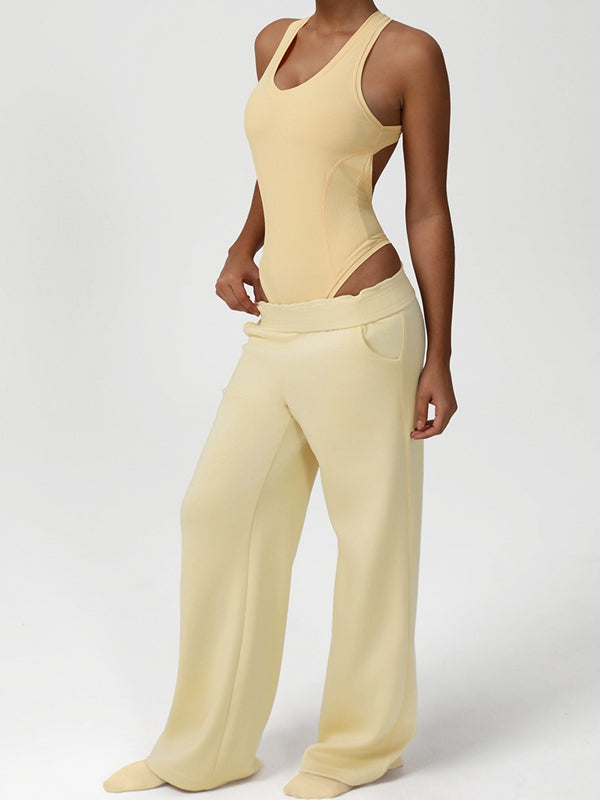 ZASUWA Women's V-Neck Cross Back Bodysuit - Sexy Slim Fit Stretchy T-Shirt for Layering, Workout & Casual Wear
