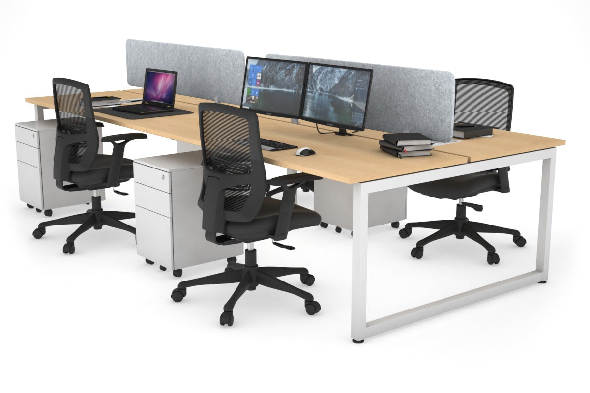 Quadro Loop Legs 4 Person Office Workstation Desk - 1800L x 700W - Modern Collaborative Workspace Solution for Team Projects & Office Meetings
