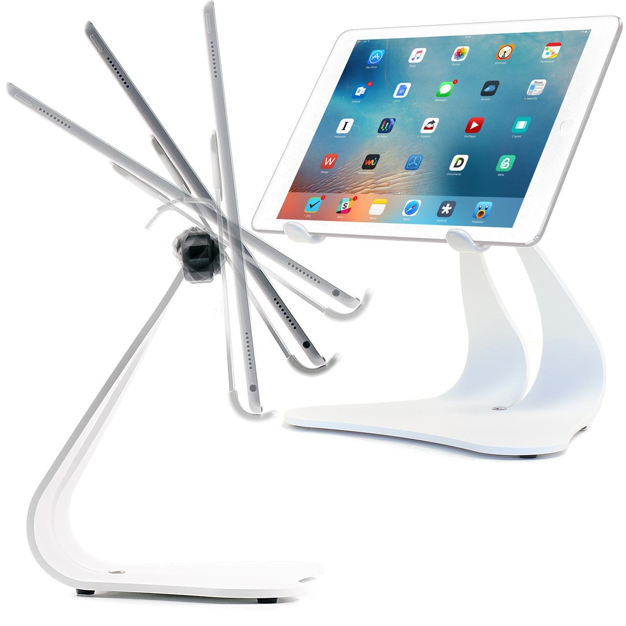 Thought Out Stabile Pro Pivoting iPad Stand - Adjustable White Tablet Holder for Apple iPad (1st-10th Gen) - Premium USA-Made - Perfect for Work, Study & Home Entertainment