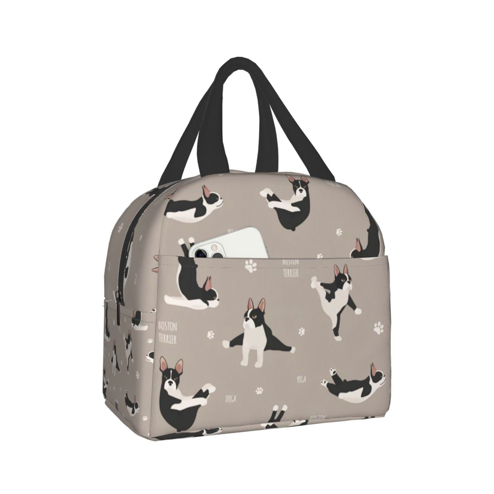Cute Kawaii Boston Terrier Insulated Lunch Bag for Women & Girls - Waterproof, Washable & Reusable Lunch Box for School, Work & Travel - Perfect for Office, Picnics & Daily Commute
