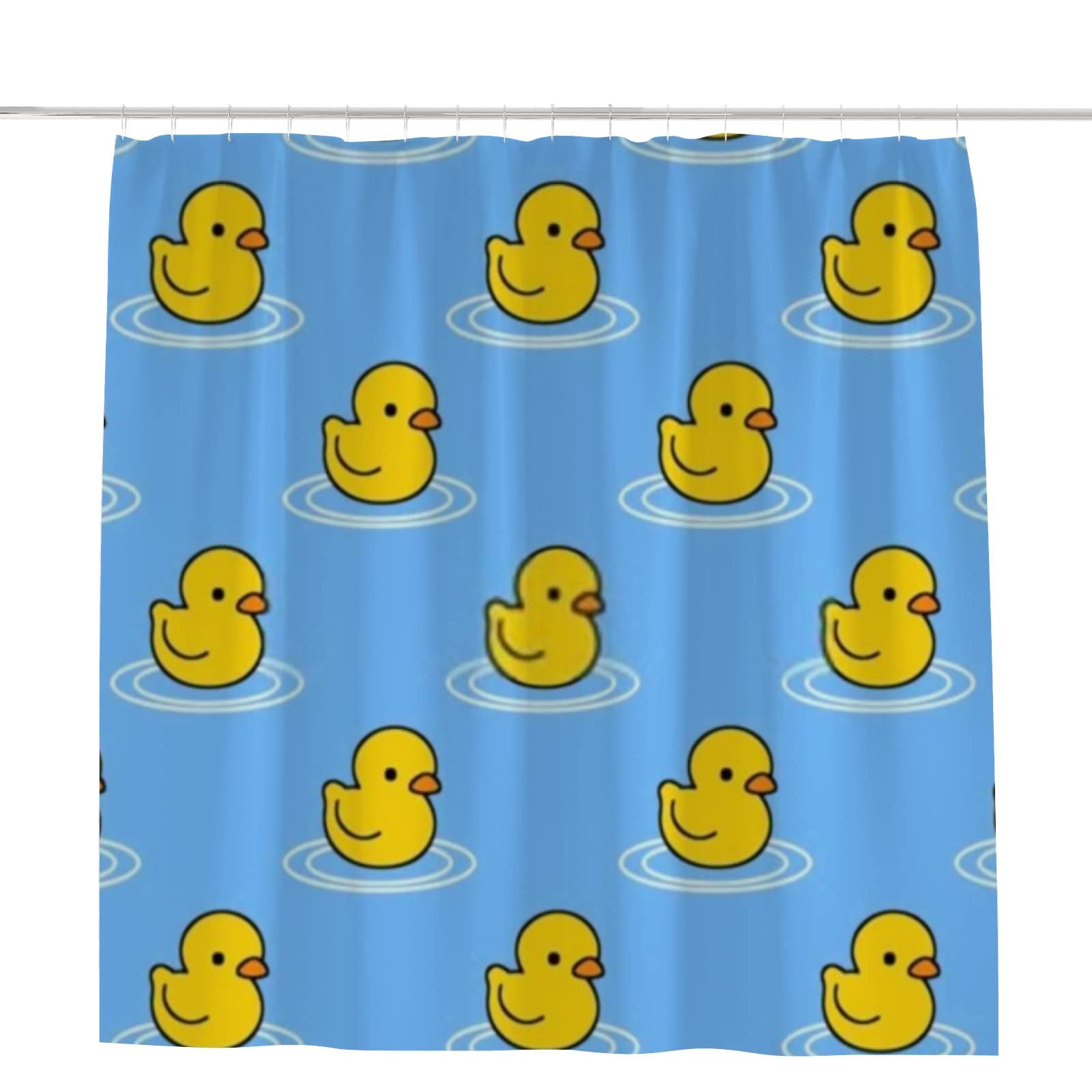 Cute Cartoon Duck Waterproof Shower Curtain Liner - 72x72 Inches Polyester Bathroom Decor with 12 Hooks | Bath & Shower Accessories for Kids & Adults | Perfect for Bathroom, Nursery, and Dorm Decor