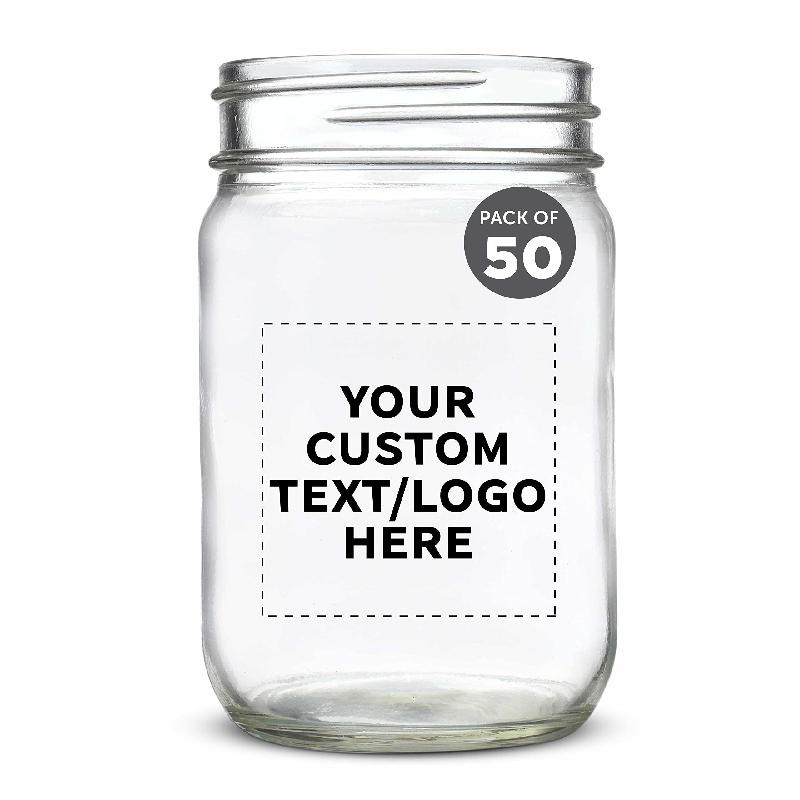 50-Pack 12oz Clear Glass Mason Jars with Lids - Bulk Custom Decorating Jars for Overnight Oats, Candies, Pickles, Spices & Beverages - Perfect for DIY Crafts, Wedding Favors, Party Decor & Kitchen Storage