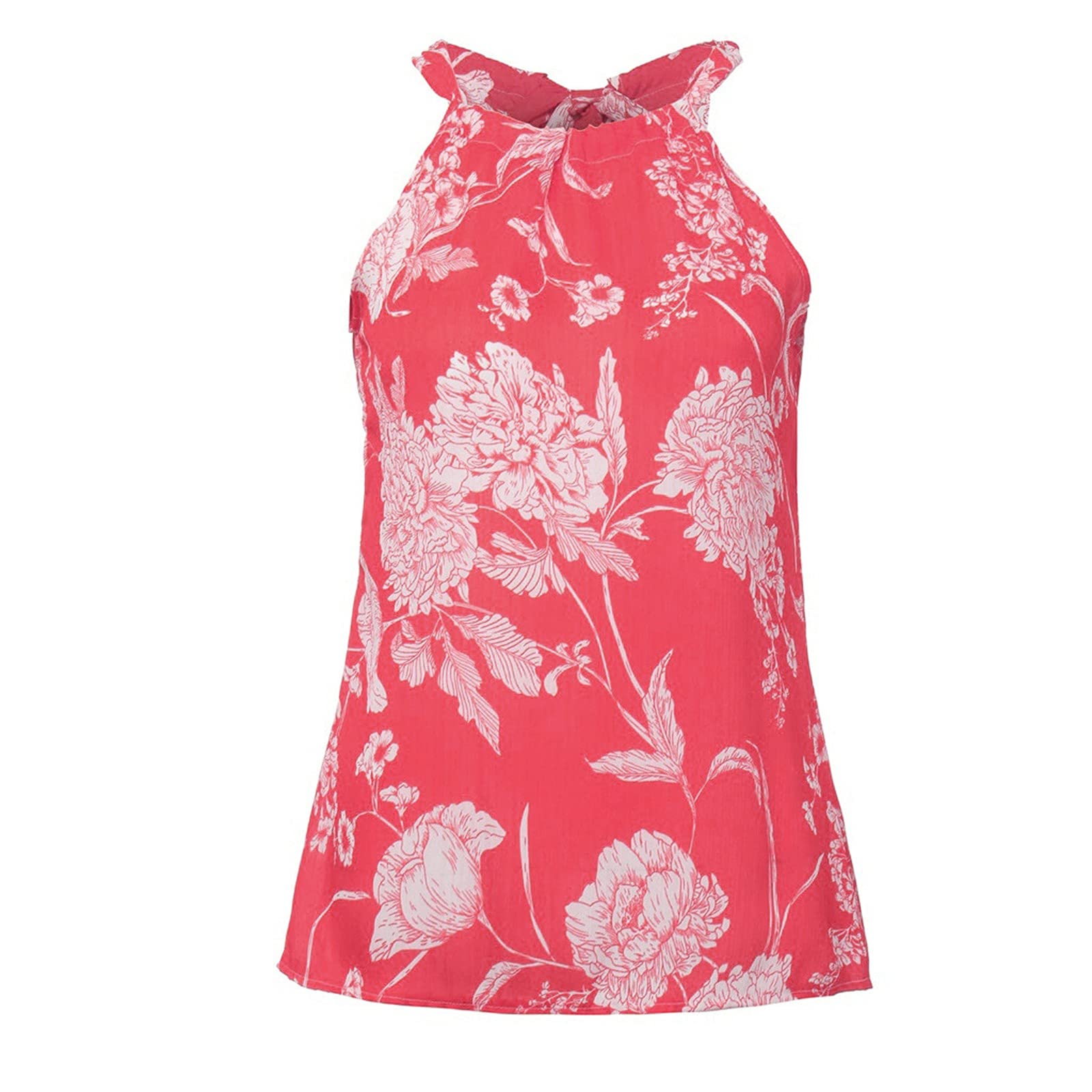 Vacger Women's Floral Print Sleeveless Halter Neck Crop Top - Casual Summer Tank Top & Yoga Blouse for Women | Perfect for Beach, Gym, and Everyday Wear