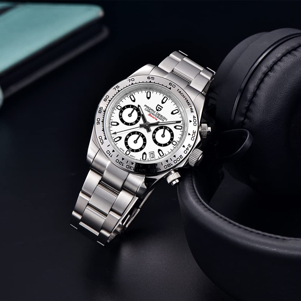 Pagani Design Men's Luxury Chronograph Watch - Stainless Steel, Japanese VK63 Quartz Movement, 100m Waterproof - Perfect for Business, Formal & Casual Wear