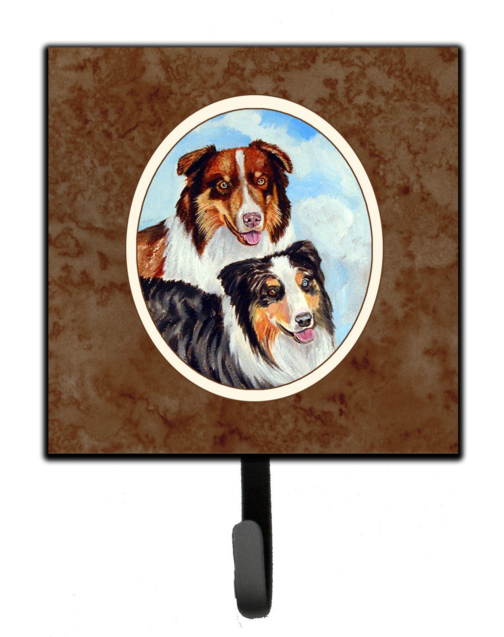 Caroline's Treasures 7009SH4 Australian Shepherd 'What a Pair' Wall Hook Set - Key Holder, Coat Rack & Leash Hanger for Home, Office or Entryway - Perfect for Organizing Keys, Towels, Aprons & Pet Accessories
