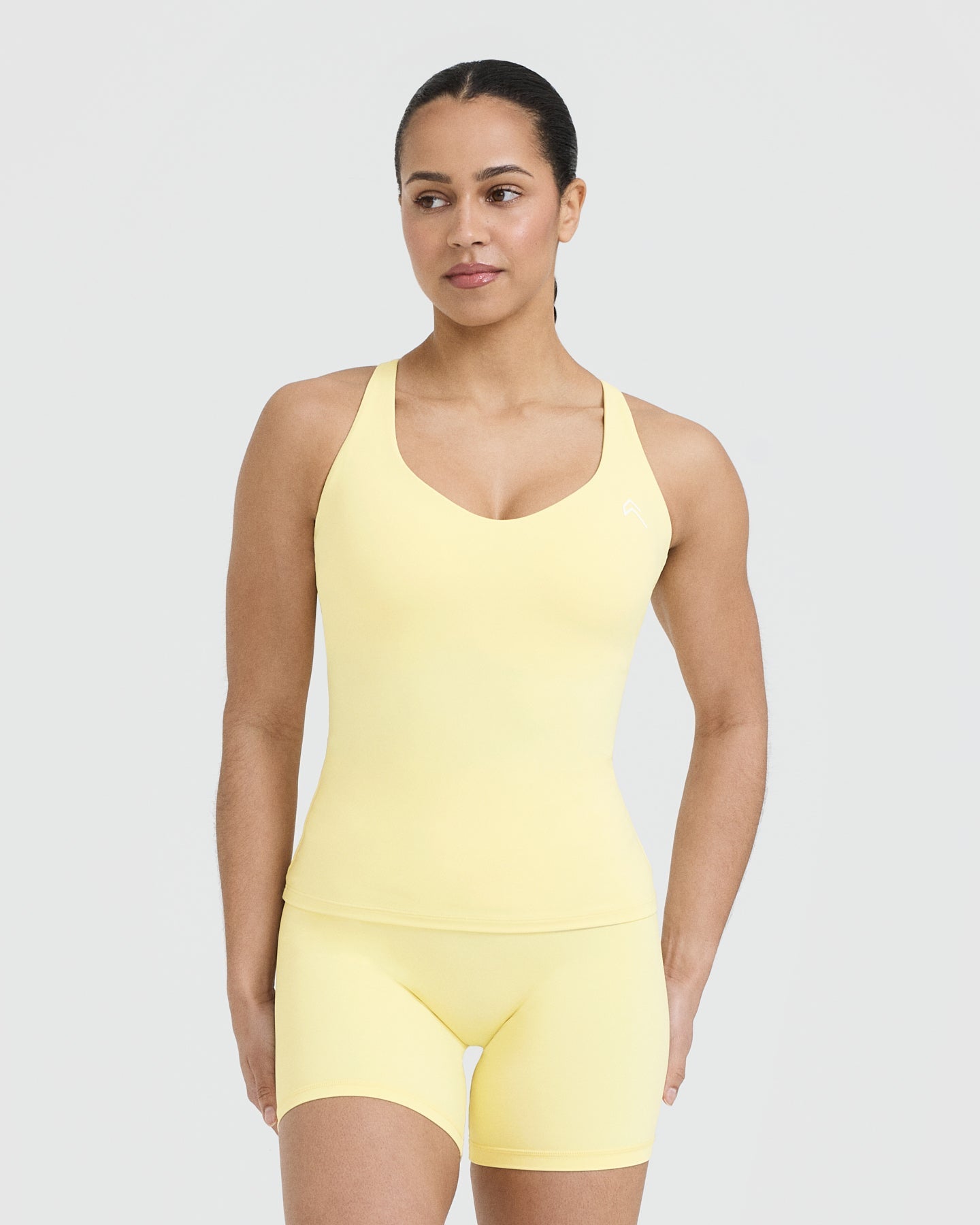 Unified V Neck Cross Back Vest in Sherbert Yellow | Women's Fashion Tank Top for Summer, Beach & Casual Wear