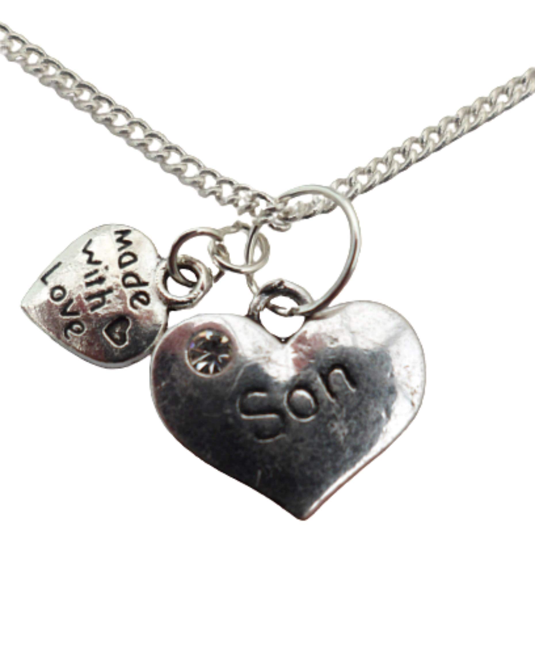 Sterling Silver Plated Heart Charm Necklace for Women - Elegant Son Jewelry Gift for Mom, Birthday, Anniversary - Perfect for Special Occasions & Everyday Wear