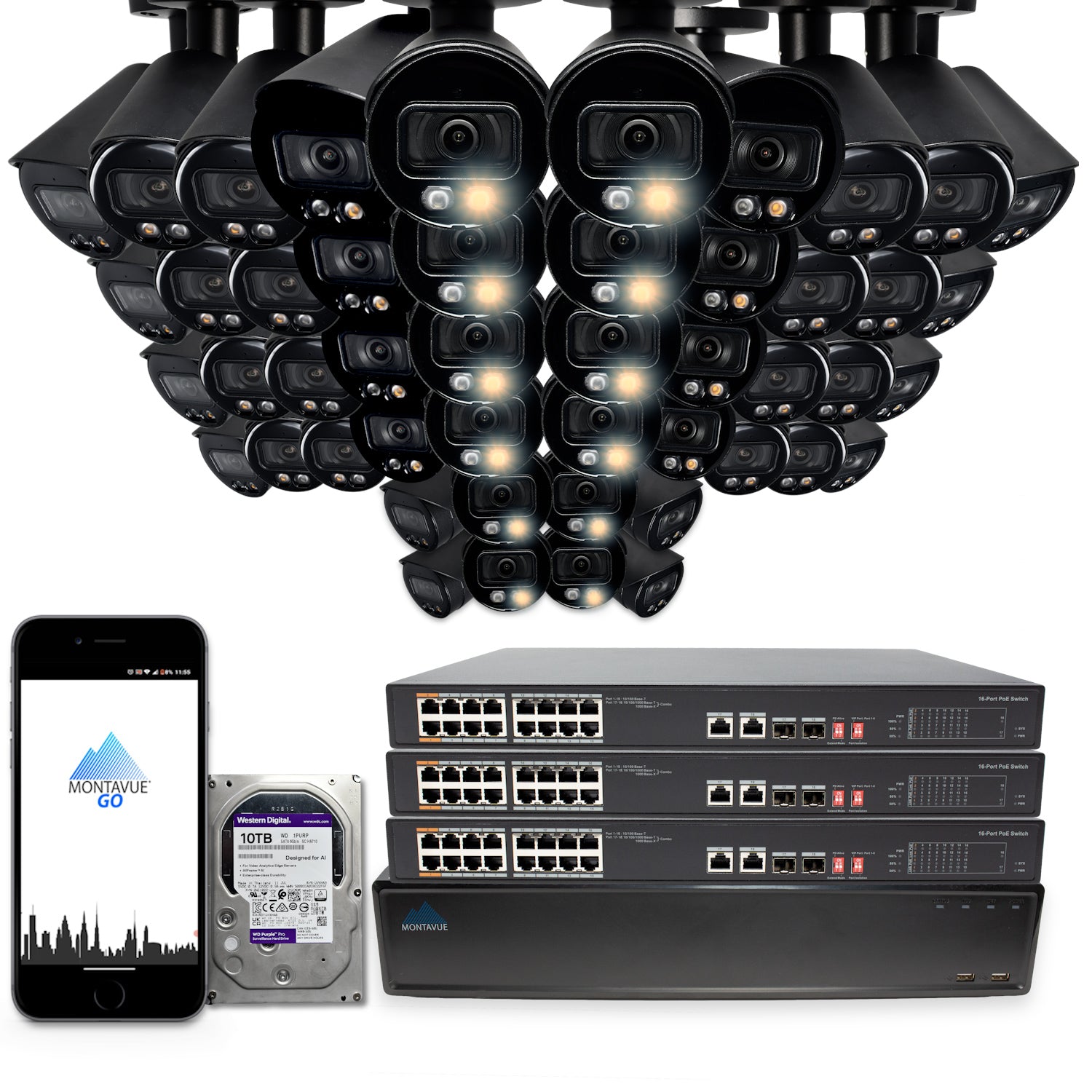 MTB8111 8MP 4K Security Camera System - 4 SMD+ Bullet Cameras & 64 Channel NVR with 10TB HDD - Outdoor/Indoor Surveillance for Home & Business Protection