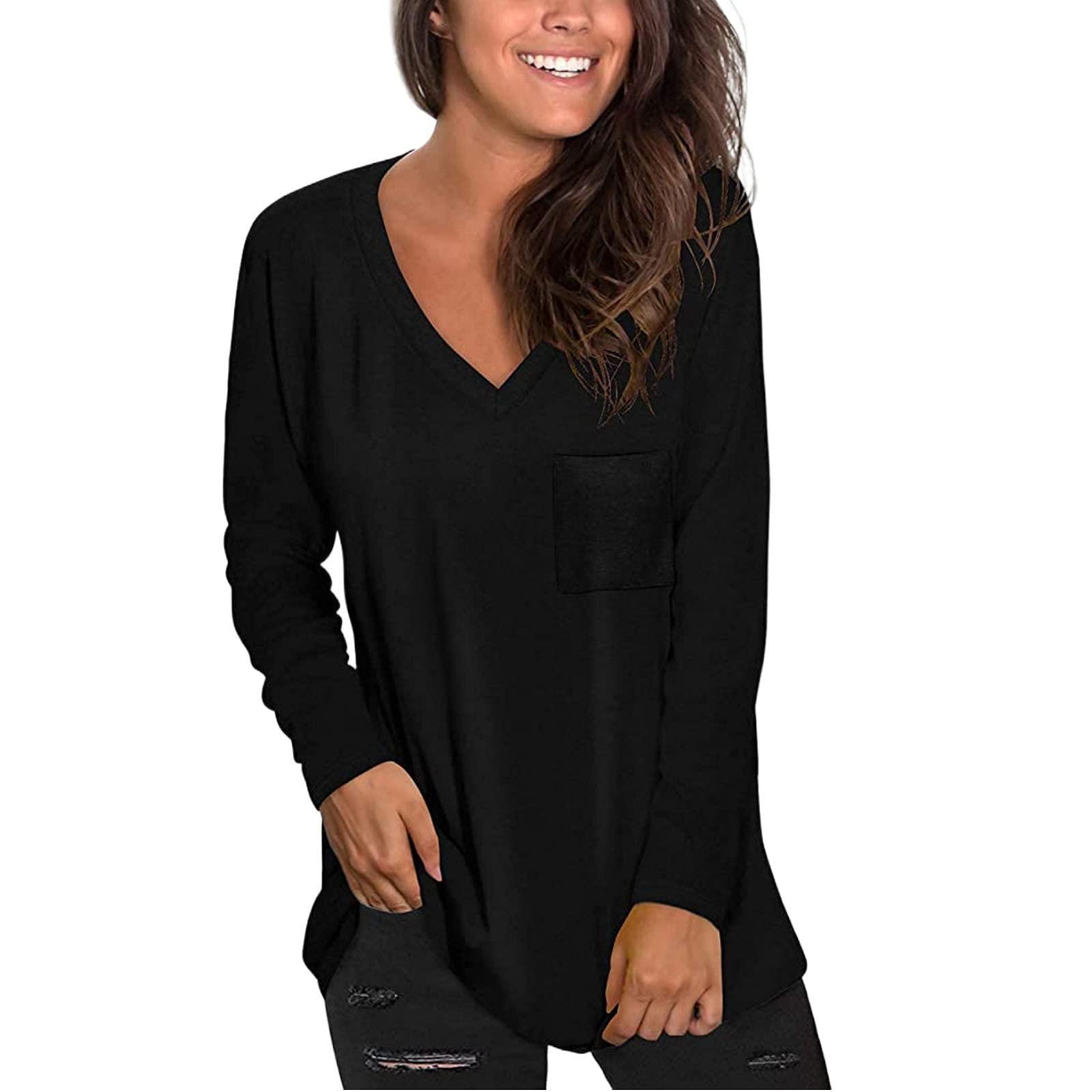 2022 Women's Long Sleeve Casual Blouses - Soft Graphic Print T-Shirts & Elegant Sweatshirt Tops for Work, Date Night and Everyday Wear