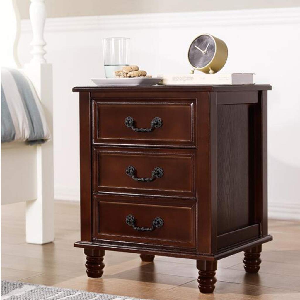 Modern Nightstand with Drawer - Simple Bedside Table for Bedroom, Living Room & Sofa - Multifunctional Storage Cabinet - Brown Wood Finish (45.3