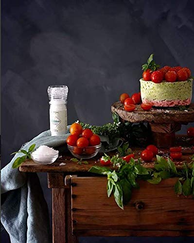 Premium Maldon Sea Salt Grinder - 55g Refillable & Adjustable Kosher Gourmet Salt with Natural Pyramid Crystals - Perfect for Cooking, Baking & Seasoning Dishes