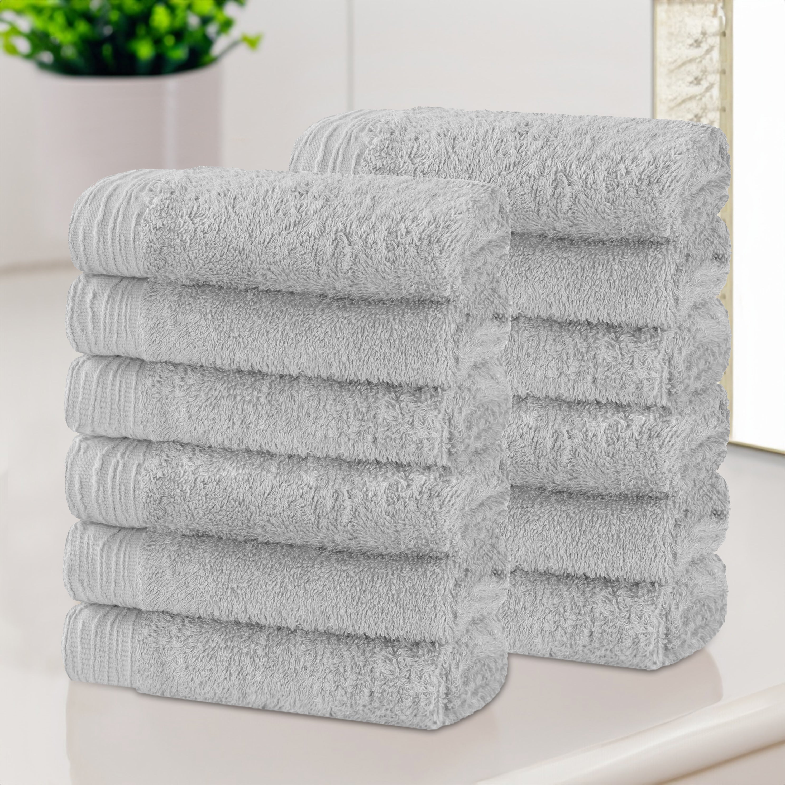 Eco-Friendly Bamboo Rayon Face Towels & Washcloths Set of 12 - Soft, Absorbent & Sustainable for Spa, Baby Care & Daily Skincare