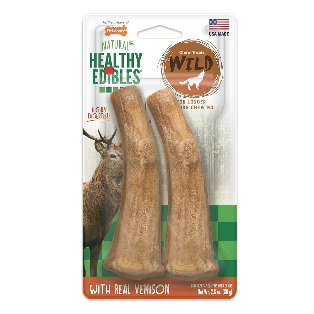 Natural Long-Lasting Dog Dental Chews - Healthy Wild Antler Edibles for Teeth Cleaning & Fresh Breath | Perfect for Puppy, Adult & Senior Dogs - Vet Recommended Dental Treats for Chewing & Oral Care at Home or Travel