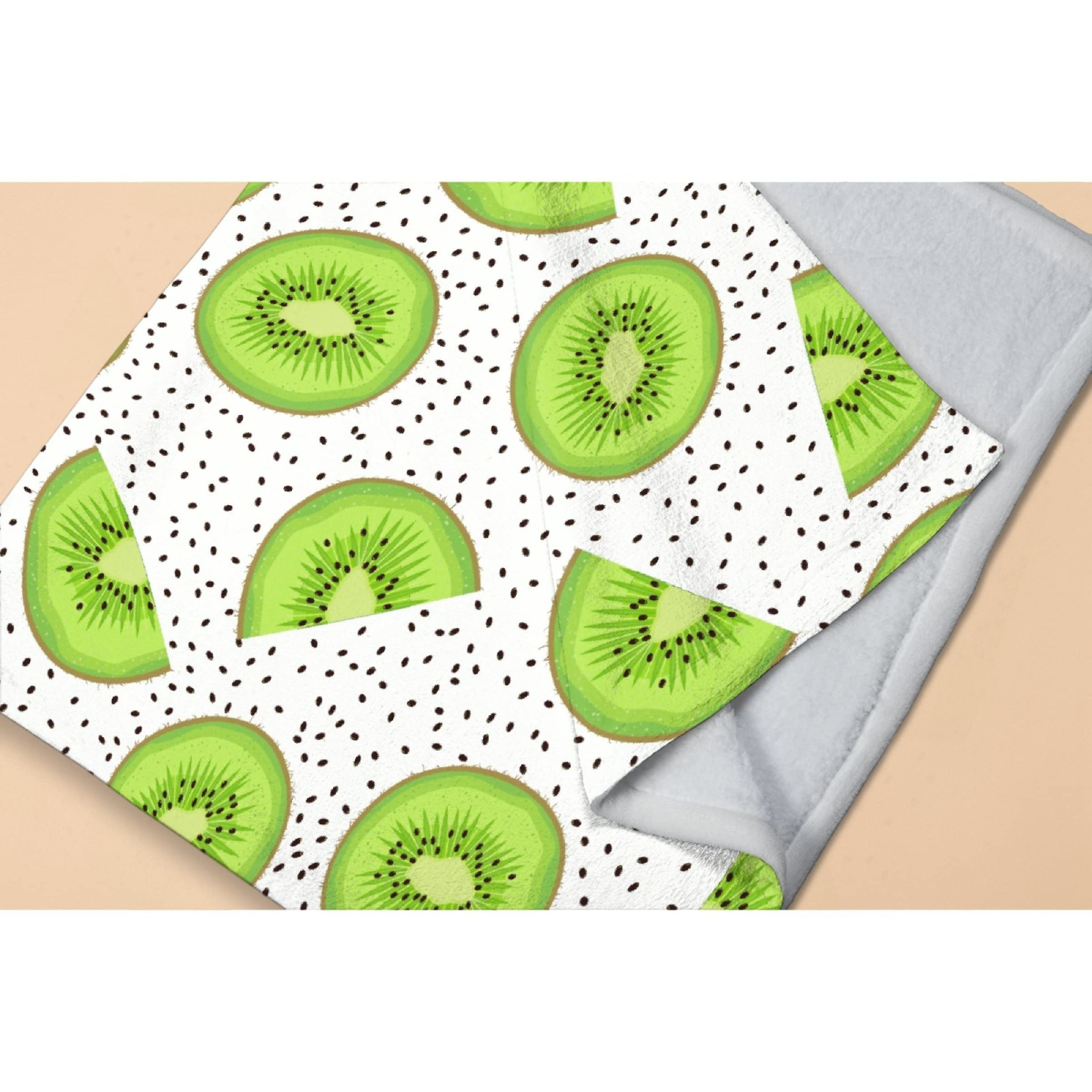 Premium Soft Green Kiwi Fruit Fleece Throw Blanket - 30x40 Inch Cozy Flannel Blanket for Bed, Couch, Sofa & Travel - Funny Pet Stroller Accessory - Perfect for Home Decor, Gifts & Winter Warmth