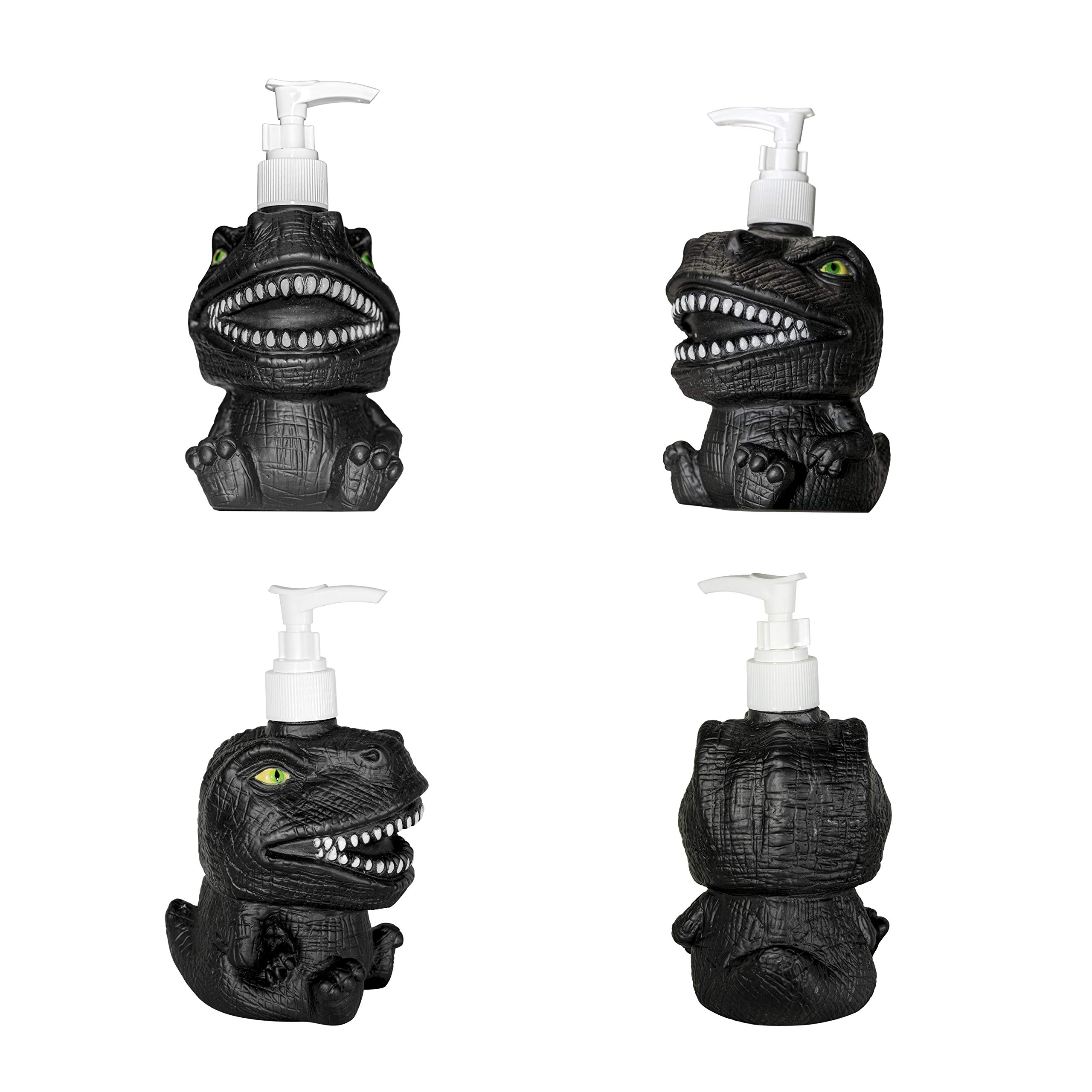 GoFika Refillable Dinosaur Hand Soap Dispenser - 11.8oz Pump Bottle for Lotion, Shampoo & Sanitizer - Cute Animal Design for Kids & Adults - Perfect for Kitchen, Bathroom & Nursery Decor (Black)
