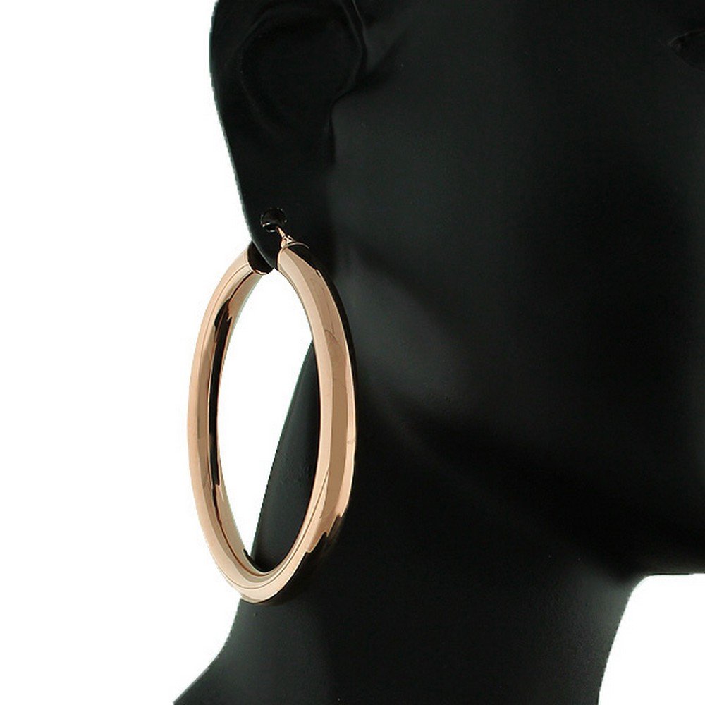 Stainless Steel Rose Gold-Tone Classic Hoop Earrings for Women - Hypoallergenic, Lightweight, Durable Jewelry for Everyday Wear, Parties & Gifts