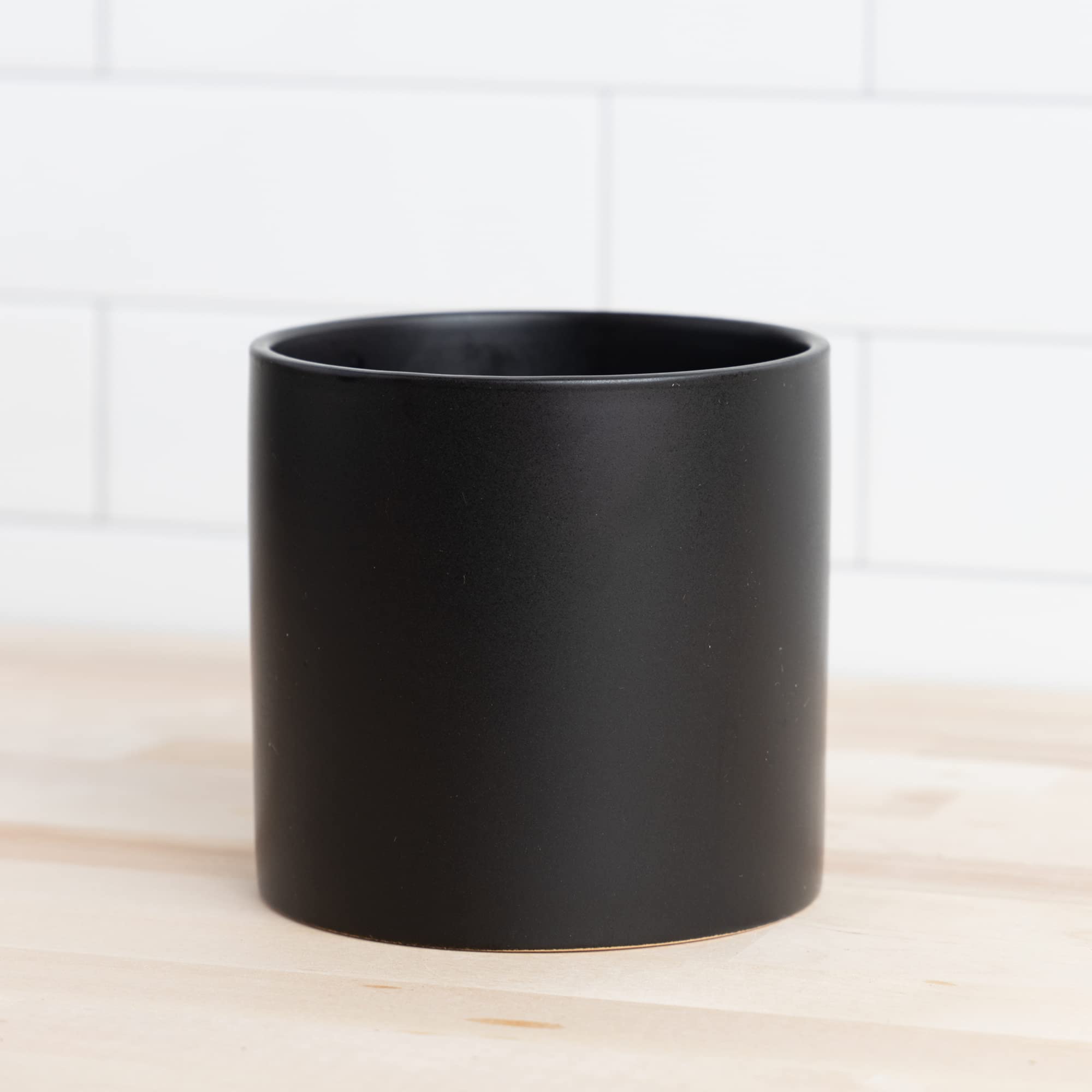 4 Inch Cylinder Ceramic Planter Pot for Indoor Plants - Modern Decorative Garden Flower Pot with Drainage Hole & Flat Black Bottom - Perfect for Succulents, Herbs, and Home Office Decor