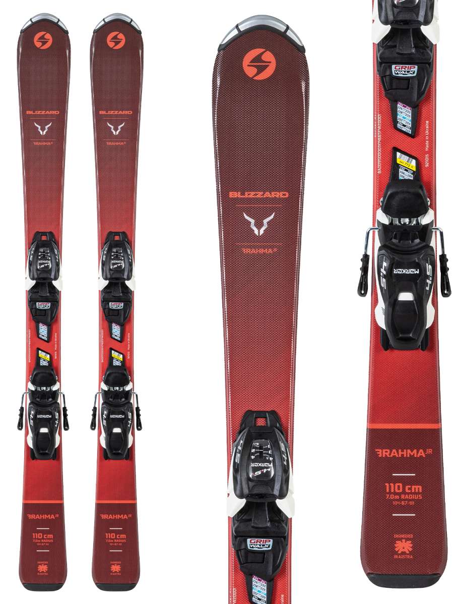 Blizzard Junior's Brahma Jr System Skis with 4.5 FDT Ski Bindings 2023 - Kids' All-Mountain Skis for Beginners & Intermediate Skiers - Perfect for Groomed Trails & Powder Days