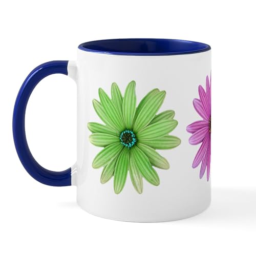 White/Navy Inside - 3 Color Daisies Mug