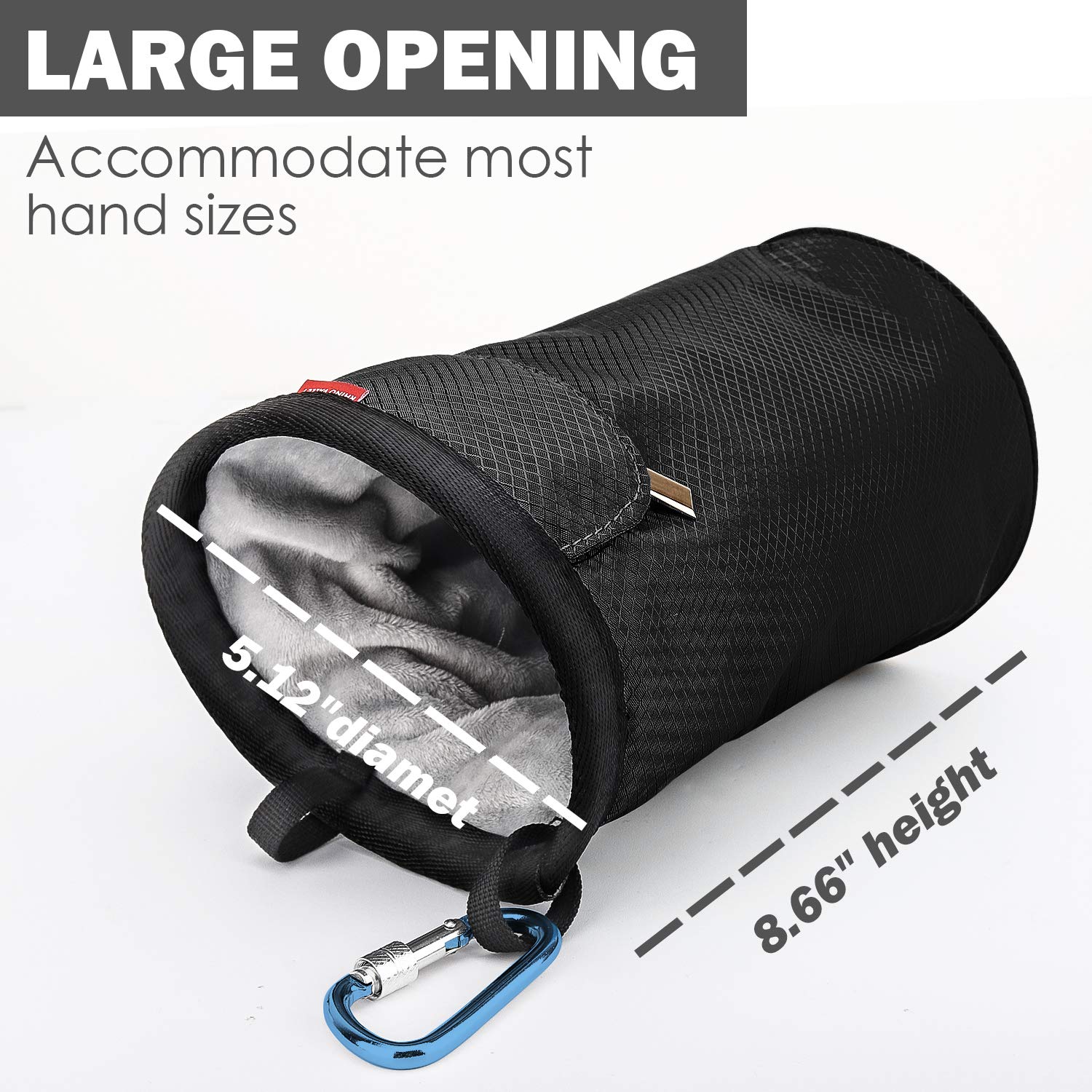 Premium No-Leak Rhino Valley Climbing Chalk Bag with Adjustable Belt, Carabiner Clip & Zippered Pockets - Ideal for Rock Climbing, Bouldering, CrossFit, Weightlifting & Gym Training
