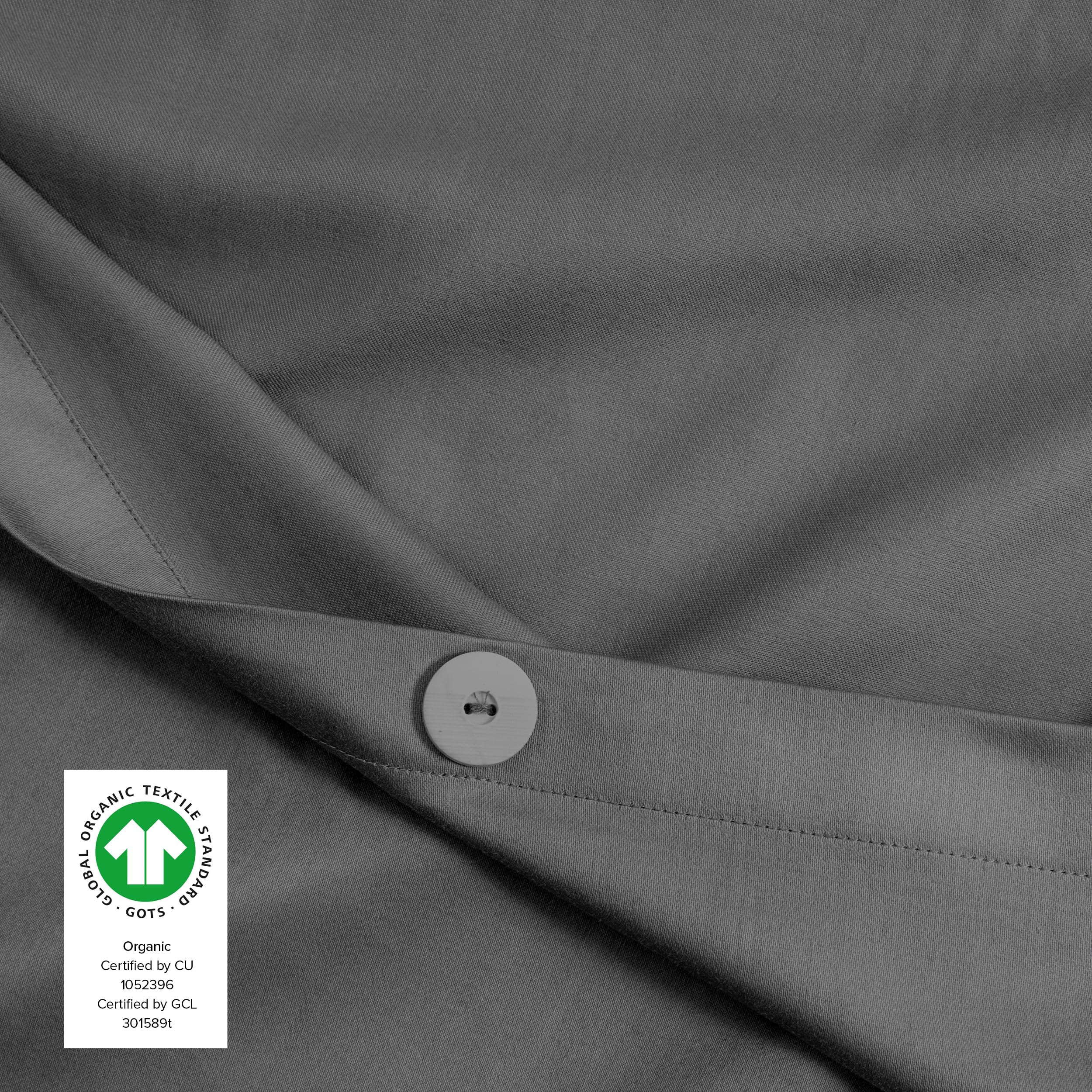 Bare Home 100% Organic Cotton Sateen Duvet Cover Set - Full/Queen Size Bedding - Soft & Luxurious Sateen Weave - Breathable & Hypoallergenic - Grey Duvet Cover for Master Bedroom or Guest Room - Perfect for All Seasons Comfort