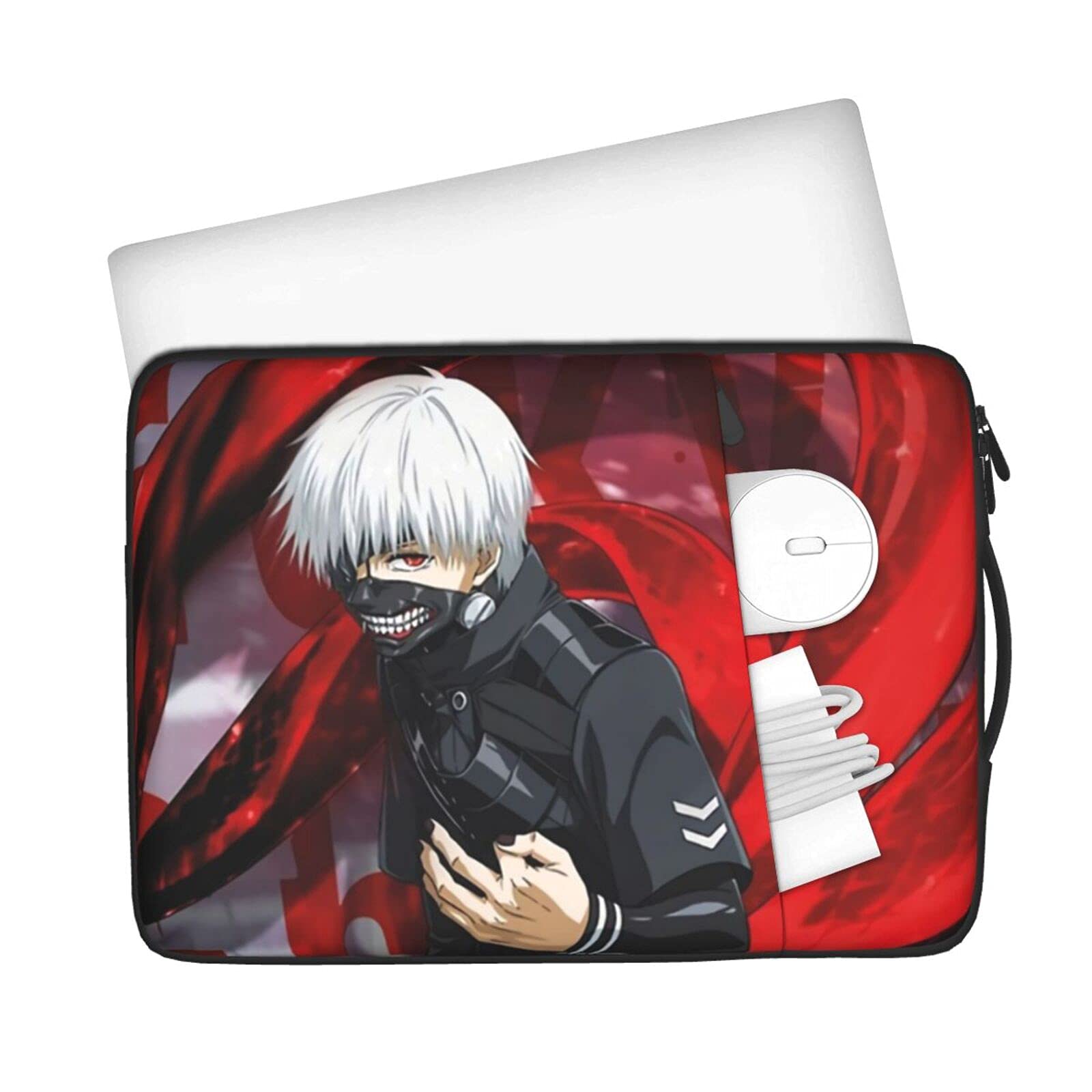 Tokyo Ghoul Kaneki Anime Laptop Sleeve 13-15.6 Inch Protective Case for MacBook Air, Surface, HP, Samsung, Acer, Asus & Chromebook - Perfect for School, Work & Travel