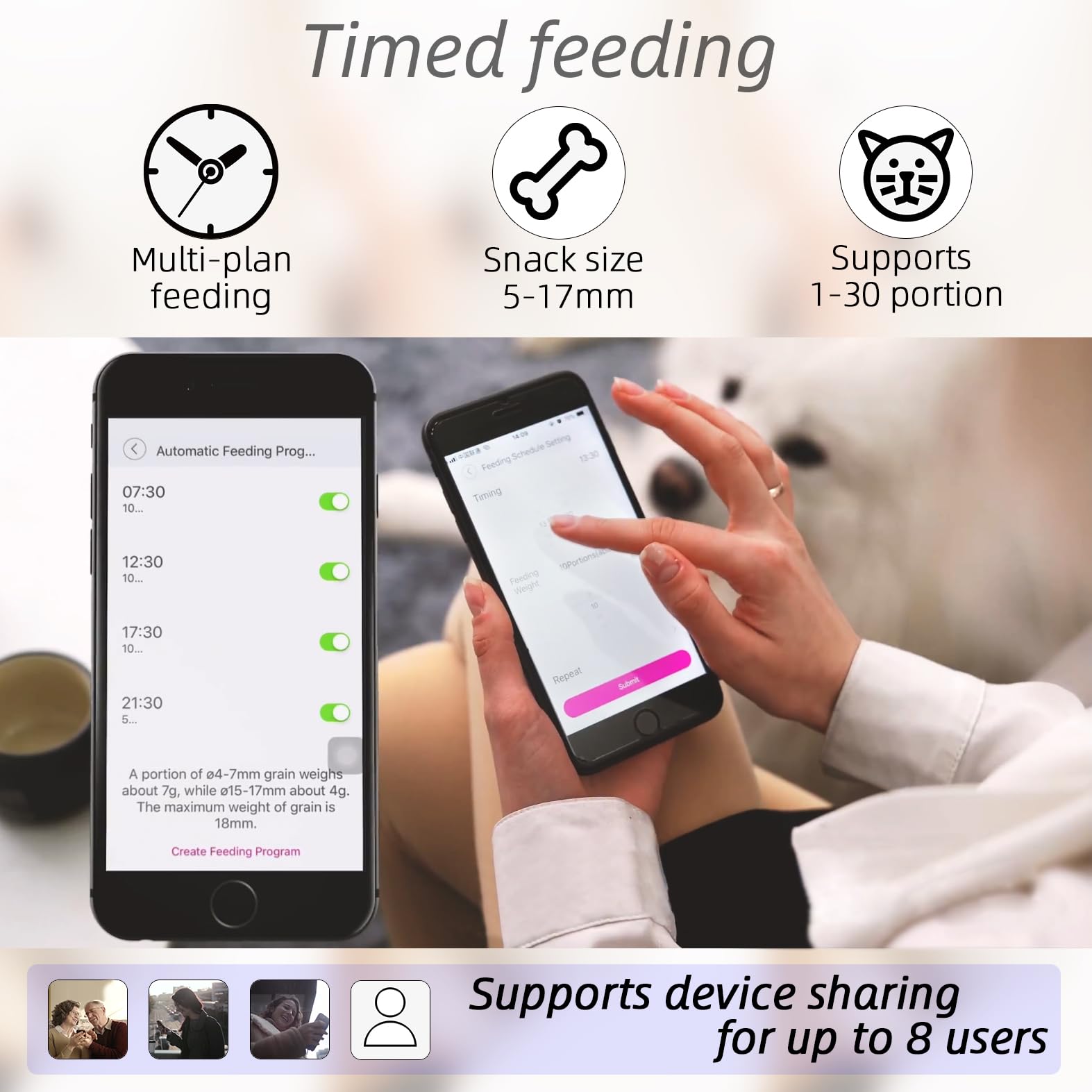 SKYMEE 12L Smart Automatic Dog Feeder with Camera - Large Capacity Pet Food Dispenser for Dogs & Cats, 5G WiFi, 1080P HD Pet Camera with Night Vision & 2-Way Audio - Perfect for Home Monitoring & Scheduled Feeding While Traveling