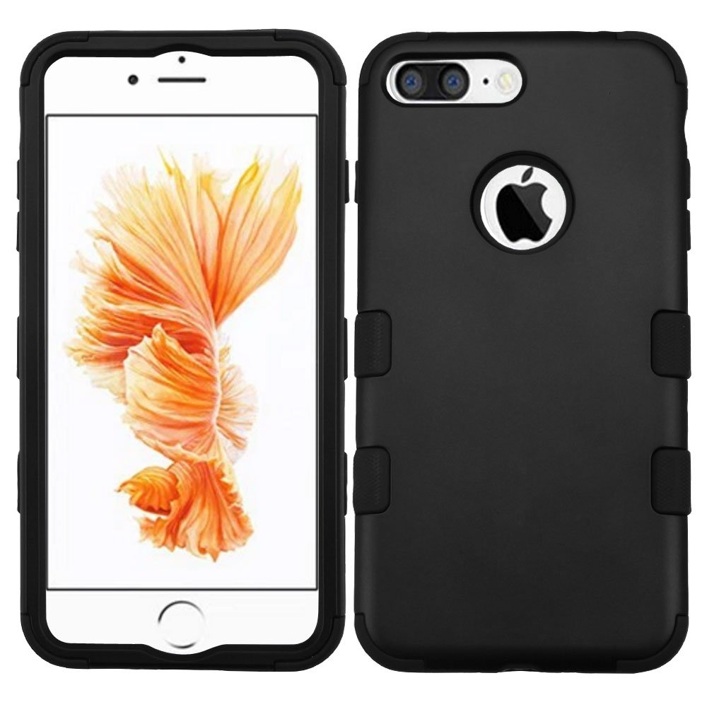 Asmyna Shockproof Hybrid Case for iPhone 7 Plus - Black/Black | Slim Protective Cover with Military-Grade Drop Protection | Perfect for Outdoor Activities, Work & Daily Use
