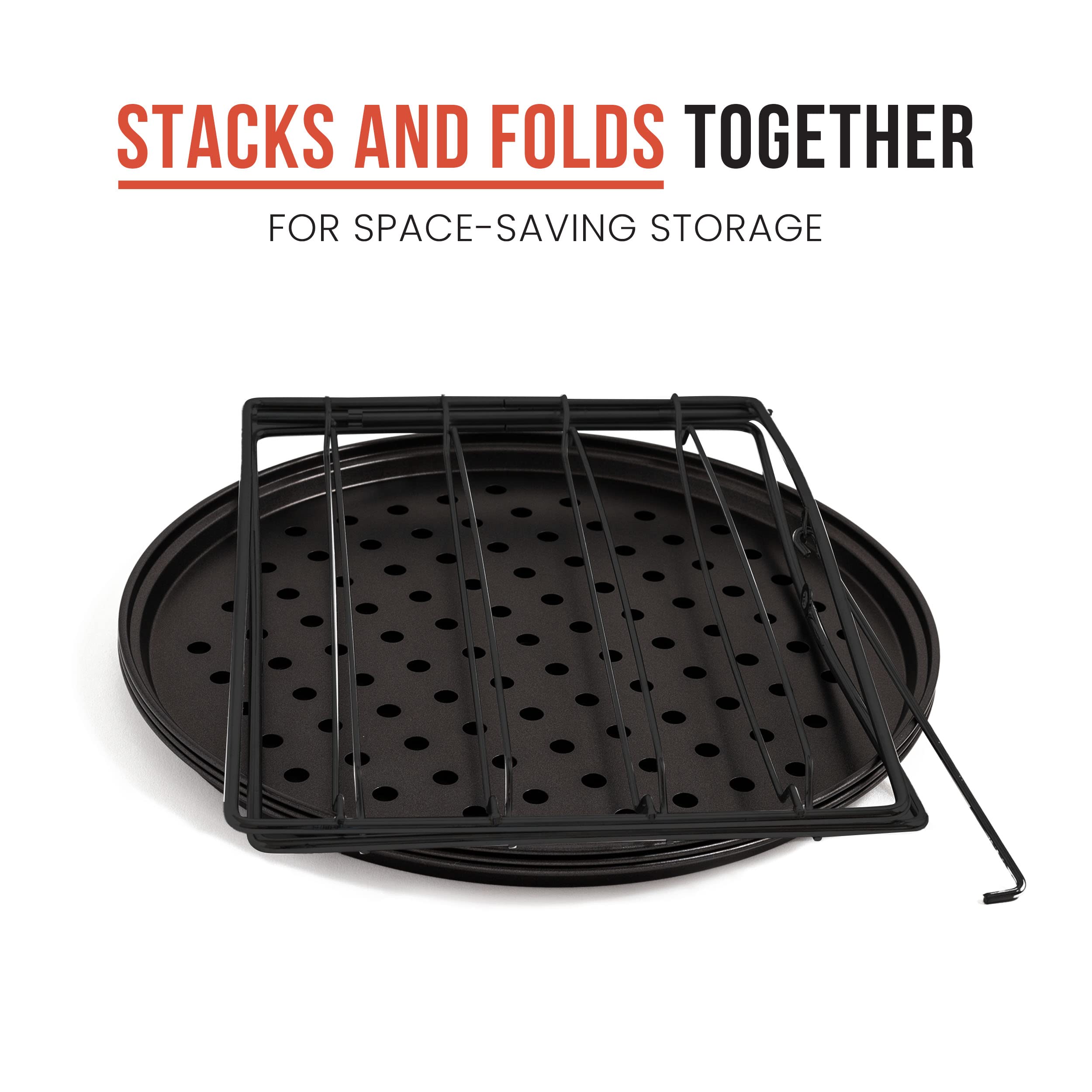 Chef Pomodoro 3-Piece Pizza Baking Set - 11-Inch Non-Stick Perforated Pizza Pans & Rack for Oven, Grill & BBQ | Perfect for Home Baking, Restaurant Use & Outdoor Cooking