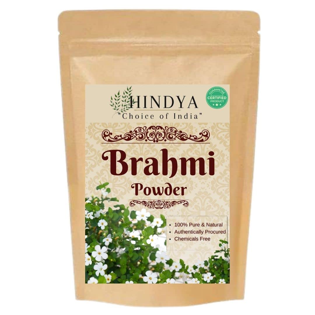 Hindya Ayurvedic 100% Organic Brahmi Powder (Bacopa Monnieri) - 100G for Hair Cleanser & Scalp Care | Natural Unscented Herbal Supplement for Hair Growth & Strength | Perfect for DIY Hair Masks & Ayurvedic Treatments