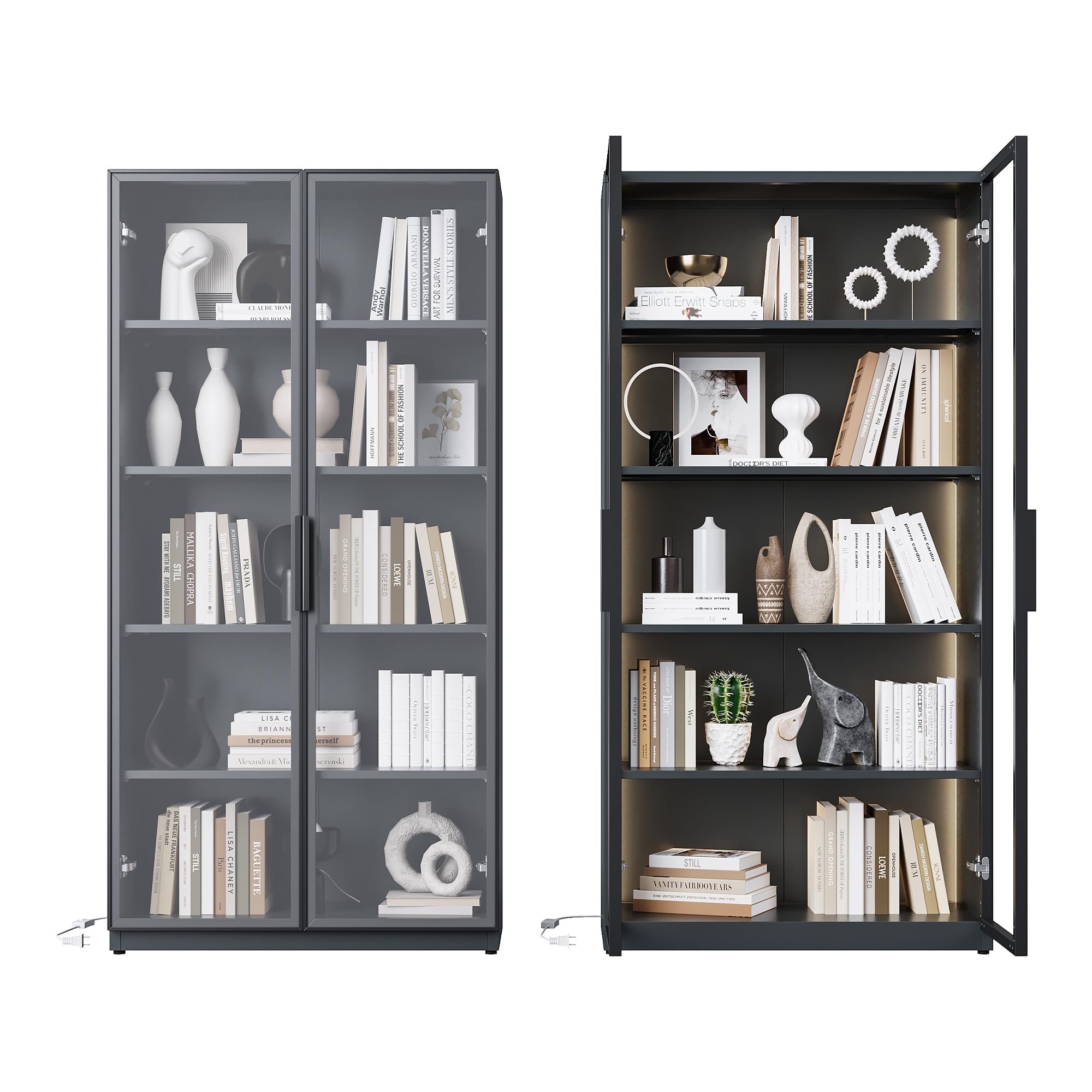 Tall Glass Display Cabinet with Lights - 63