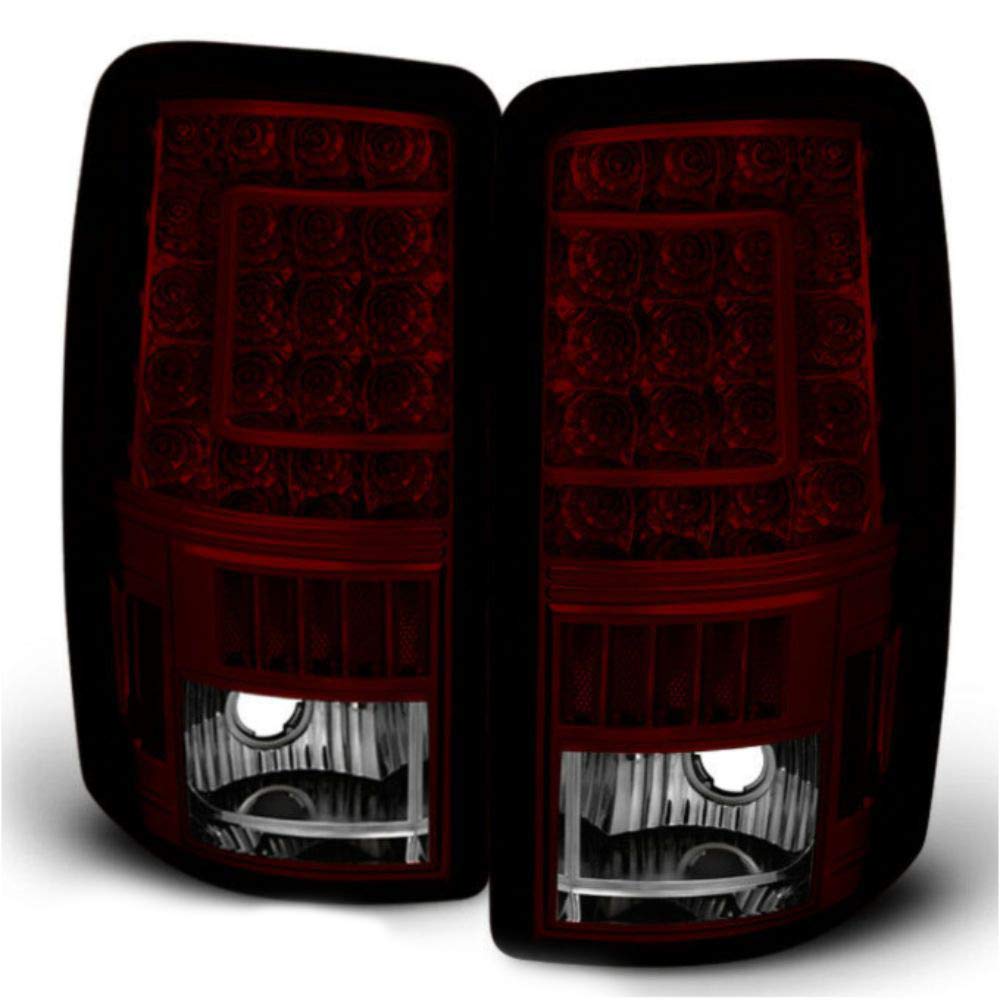 2000-2006 Red Smoked LED Tail Lights for Chevy Silverado - C-Style Design, DOT Approved, Easy Installation - Upgrade Your Truck's Rear Lighting for Better Visibility & Style