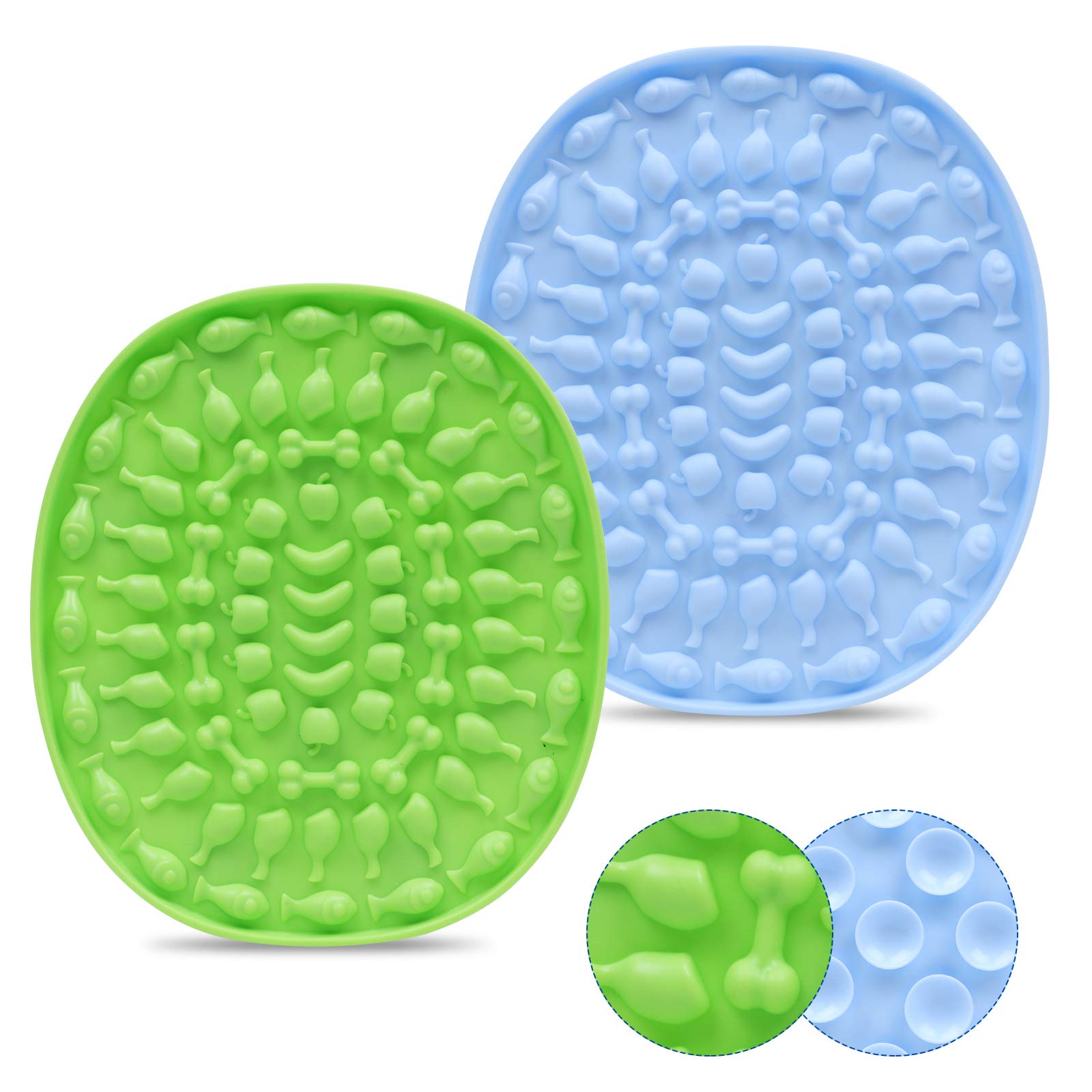 Couwilson Dog Lick Mat with Suction Cups - Slow Feeder Alternative for Anxious Dogs, Boredom Relief & Mental Stimulation - Perfect for Yogurt, Peanut Butter, Treats & Wet Food - Dishwasher Safe (2-Pack) - Great for Grooming, Training & Mealtime Enrichment