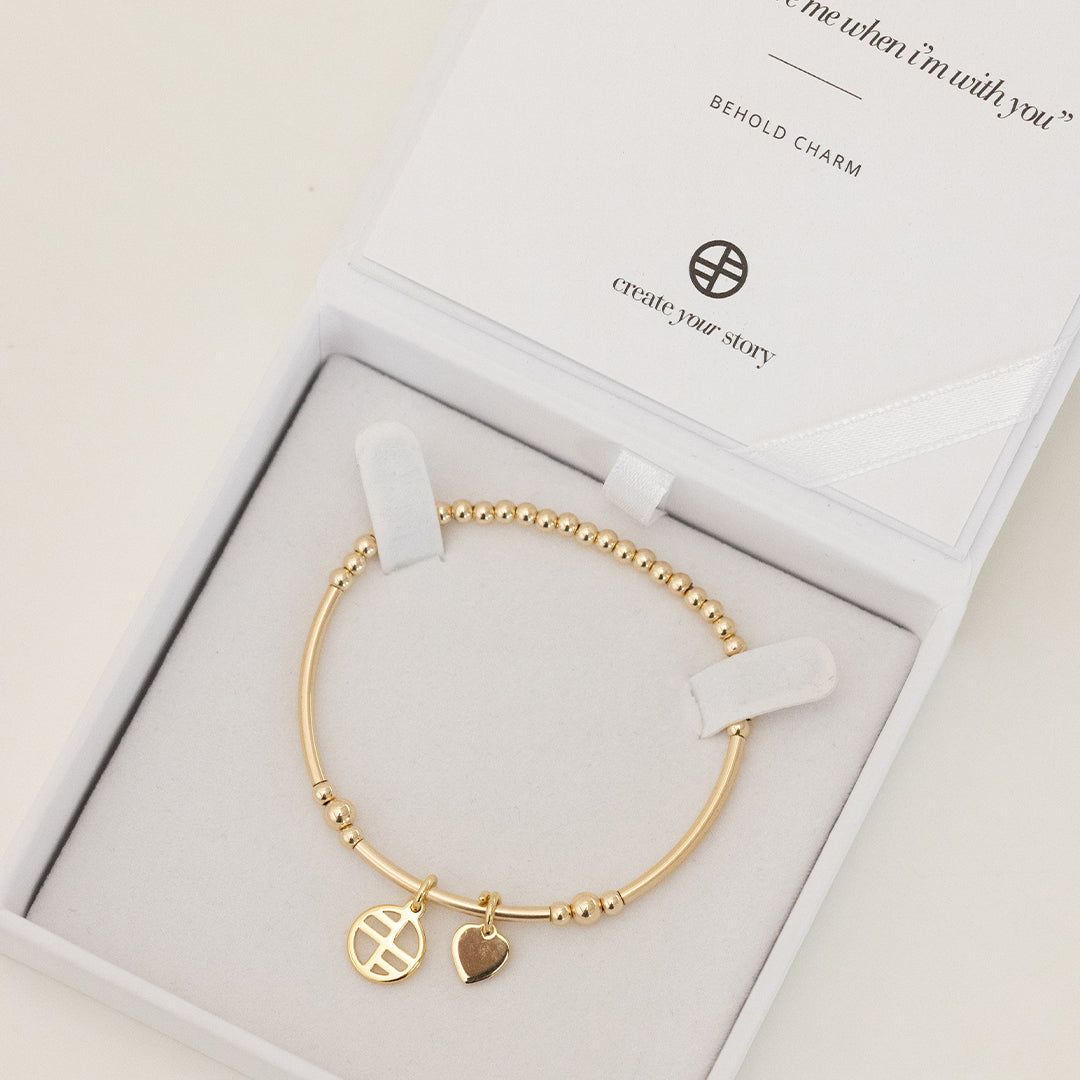 Mini Behold Heart Bracelet - Dainty Gold Plated Charm Bracelet for Women, Girls | Perfect Gift for Valentine's Day, Anniversary & Everyday Wear