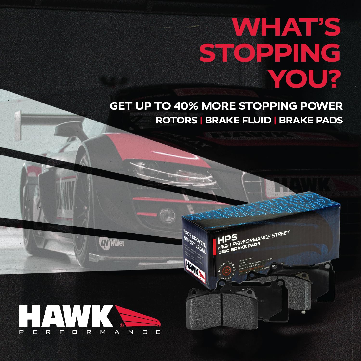 HB453F.585 HPS Performance Street Brake Pads - High Friction Ceramic for Sedans & SUVs - Perfect for Daily Commuting & City Driving