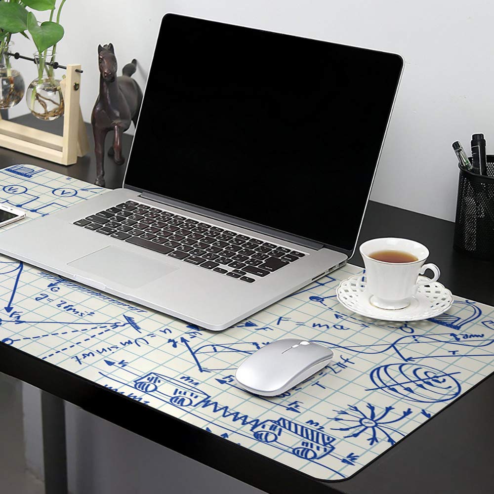 Non-Slip Rubber Base Mouse Pad with Physics Equation Design - Large Office & Gaming Desk Mat for Computer, Laptop - Perfect for Work, Study and Gaming Sessions