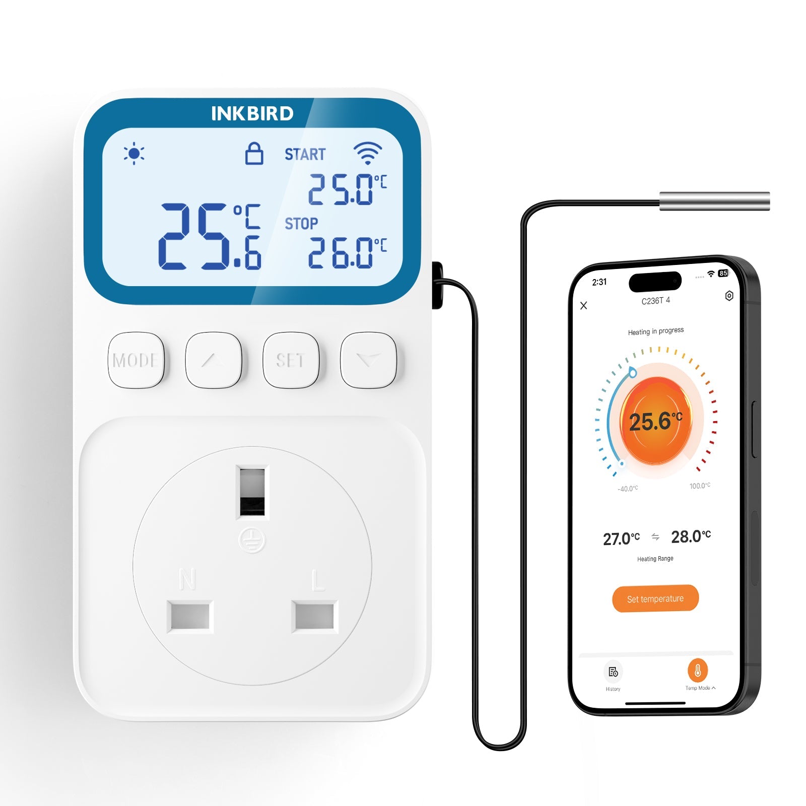 Precision Temperature Controller C236T for Home Brewing, Aquariums & HVAC Systems - Digital Thermostat with High Accuracy