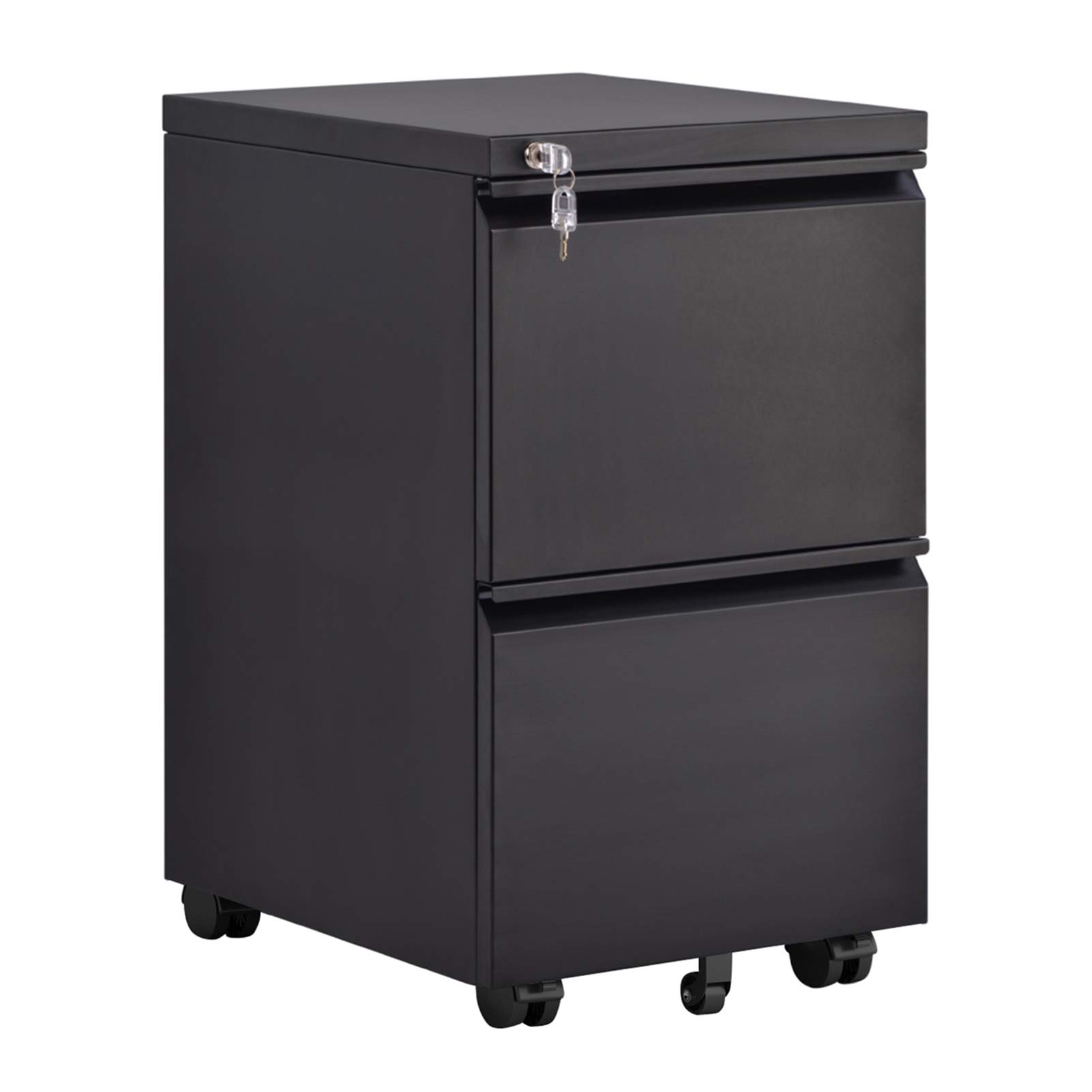 2-Drawer Mobile File Cabinet with Wheels - Legal/Letter Size Storage for Home & Office - Black Filing Cabinet for Documents, Folders & Office Supplies - Perfect for Organizing Workspaces, Classrooms & Home Offices