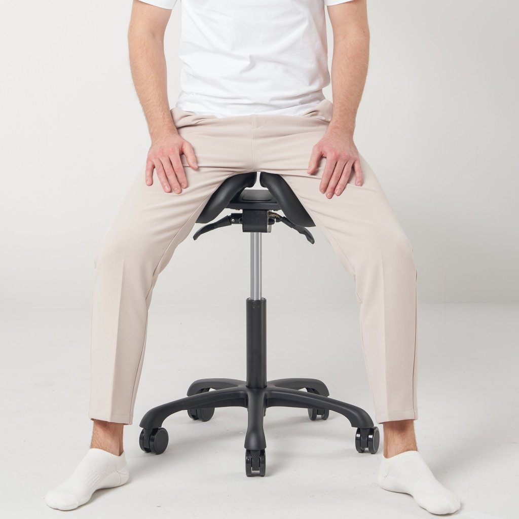 Master Massage® Ergonomic Posture Saddle Chair - Adjustable Height & Tilt Hydraulic Swivel Stool with Aluminum Base & Rubber Wheels (Black/Color Options) - Perfect for Office, Home, Salon & Massage Therapy Workspaces