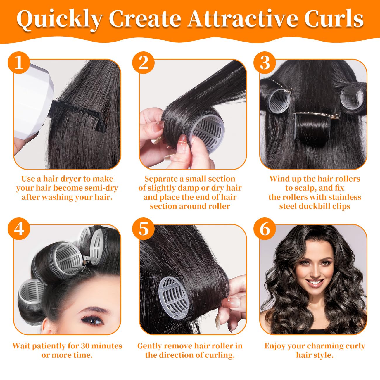 38PCS Hair Rollers Set for Long Thick Hair - Jumbo, Large, Medium & Small Curlers with 12 Stainless Steel Clips & Storage Bag - Perfect for Salon, Home Styling & DIY Curls