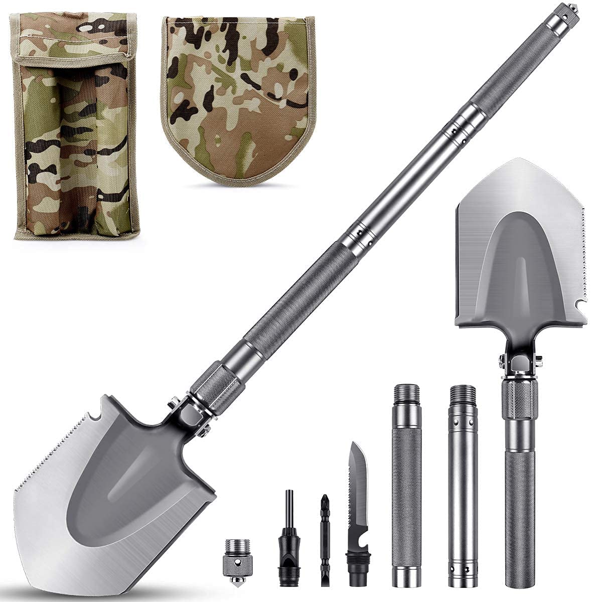 23-in-1 Multi-Purpose Folding Military Shovel - Ultimate Survival Tool for Camping, Hiking, Fishing & Hunting | Compact Entrenching Spade for Outdoor Adventures & Car Emergencies | Perfect for Wilderness Survival, Gardening & Off-Roading