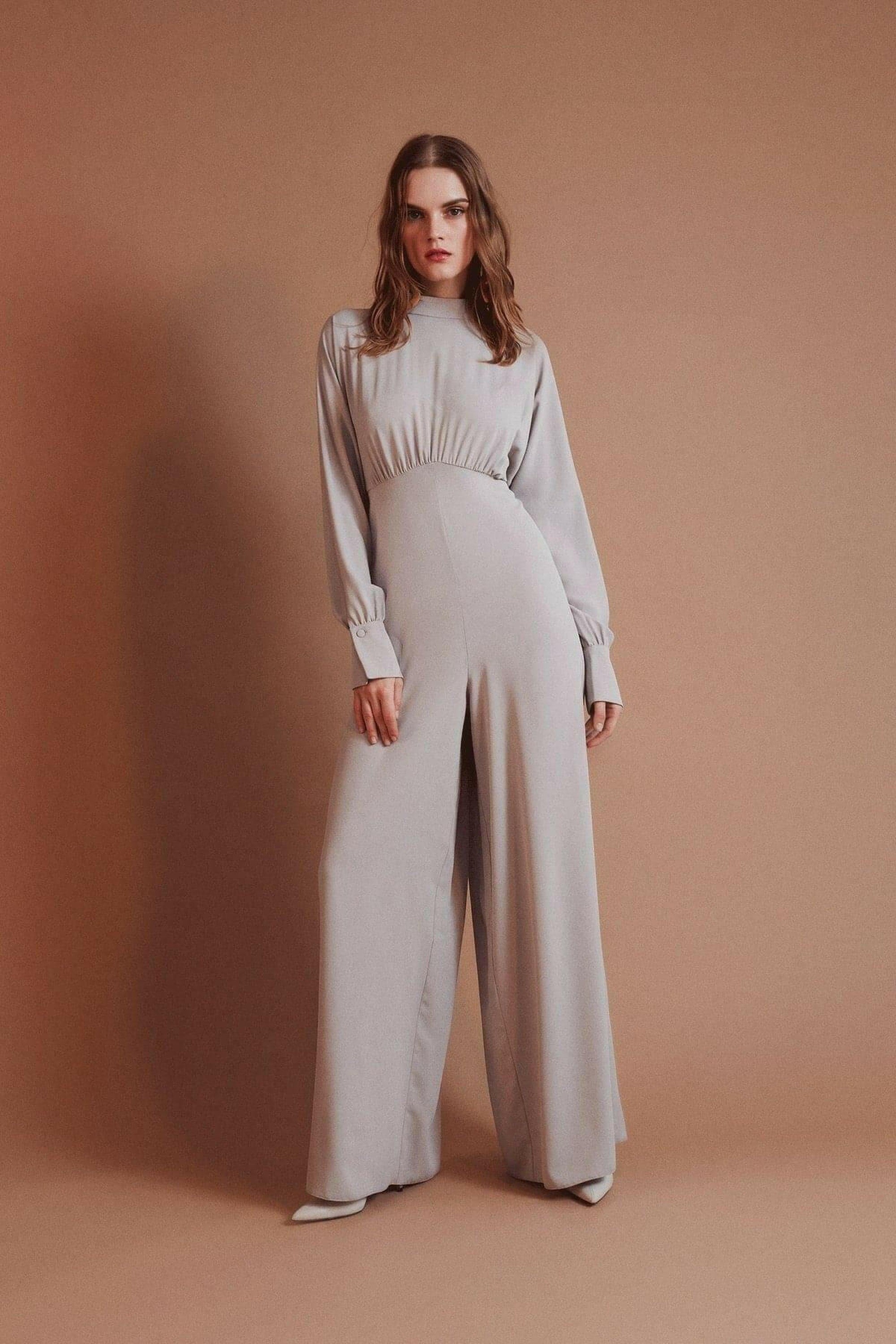 Stylish Draped Lisa Gathered High Waist Jumpsuit in Orange - Modest Romper for Women | Summer Casual Outfit, Beach Cover Up & Party Wear